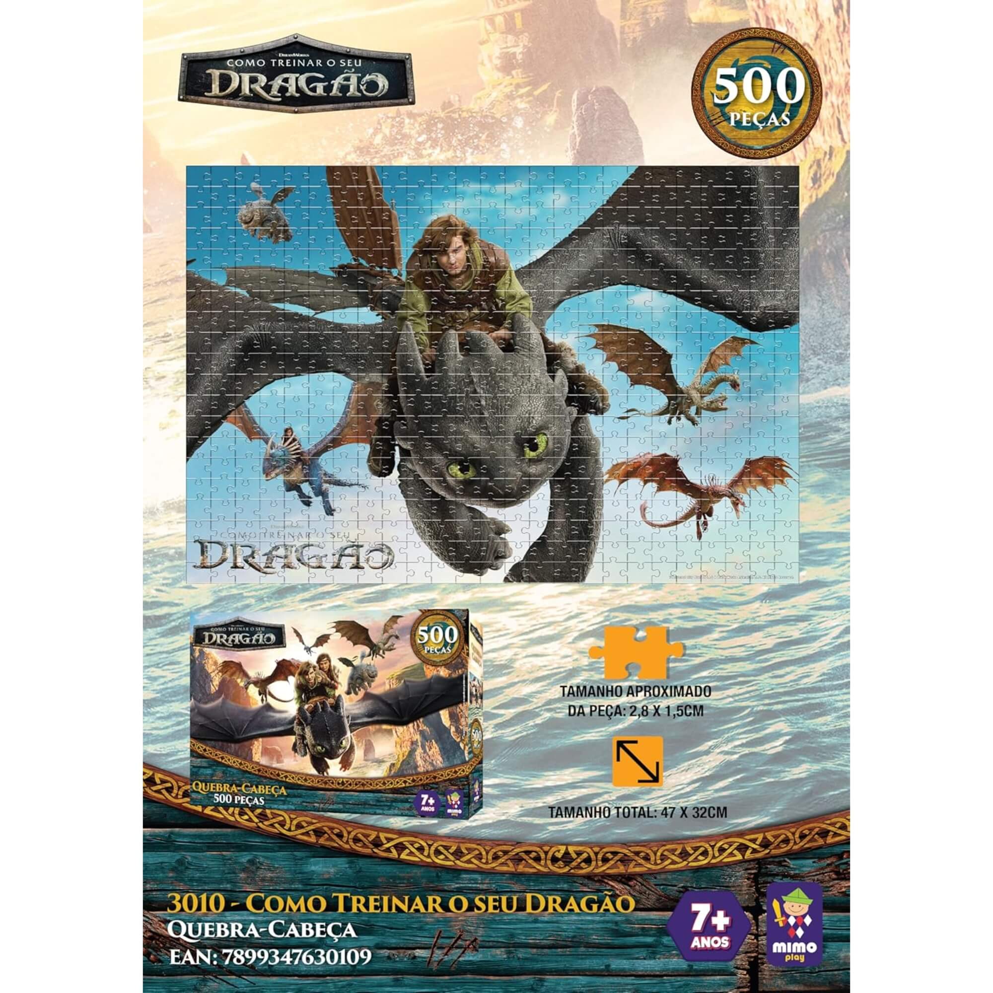 Quebra-Cabeça Como Treinar o Seu Dragão de 500 Peças Mimo Toys - 3010