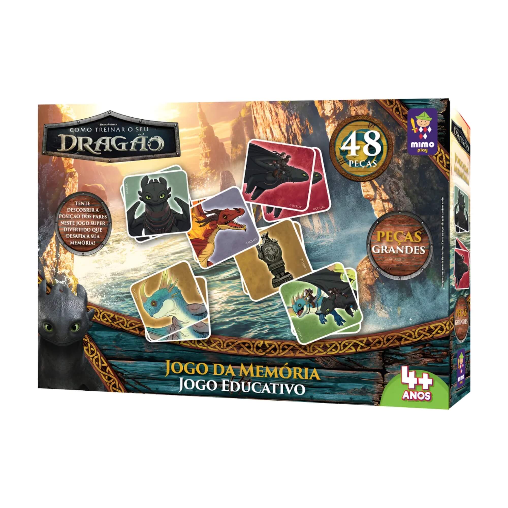 Jogo da Memória Como Treinar o seu Dragão 48 Peças Mimo Toys - 3012