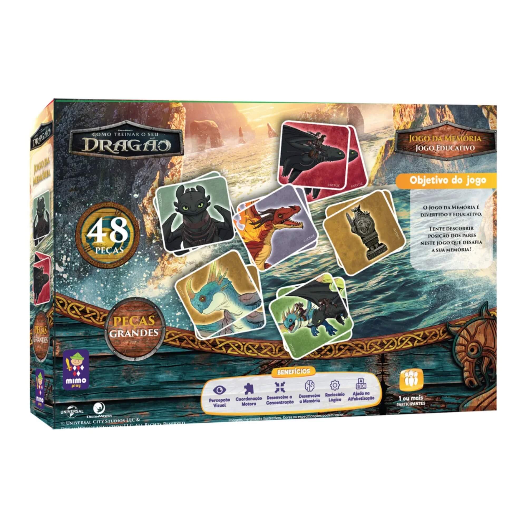 Jogo da Memória Como Treinar o seu Dragão 48 Peças Mimo Toys - 3012
