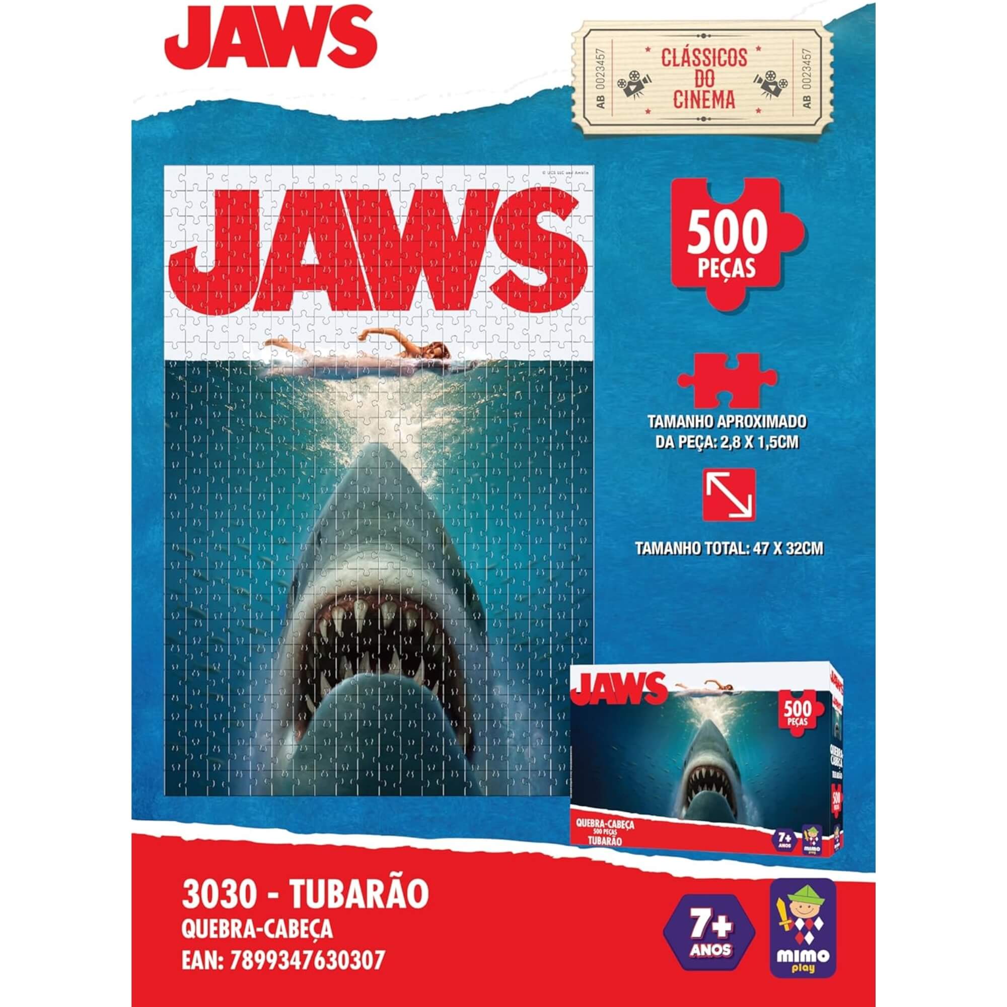 Quebra-Cabeça Jaws Tubarão 500 Peças Mimo Toys - 3030