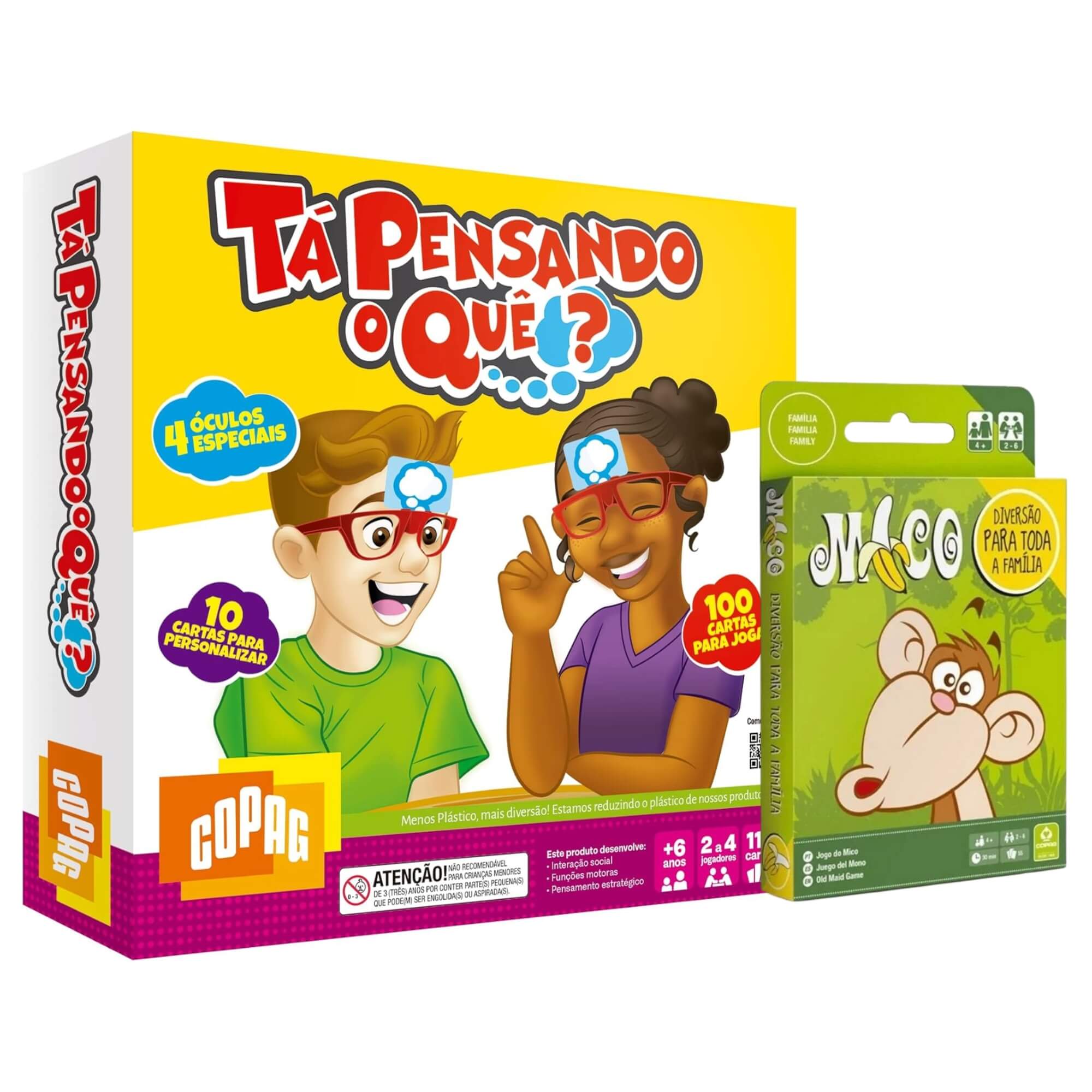 COMP Kit Jogos com Amigos e Família: Tá Pensando o Quê? + Jogo do Mico (2 a 6 Jogadores)
