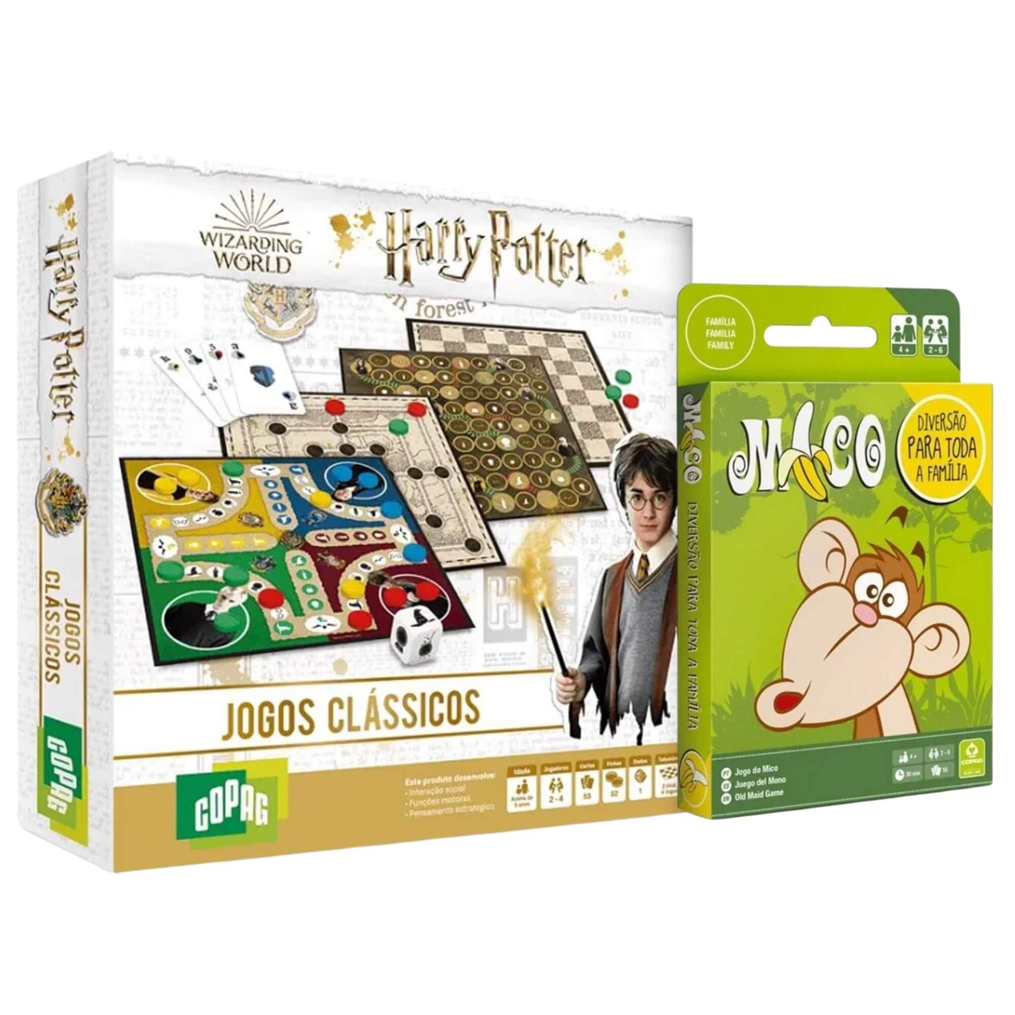 COMP Kit 2 Jogos de Carta: Tabuleiro Harry Potter com Baralho + Jogo do Mico (2 a 6 Jogadores)