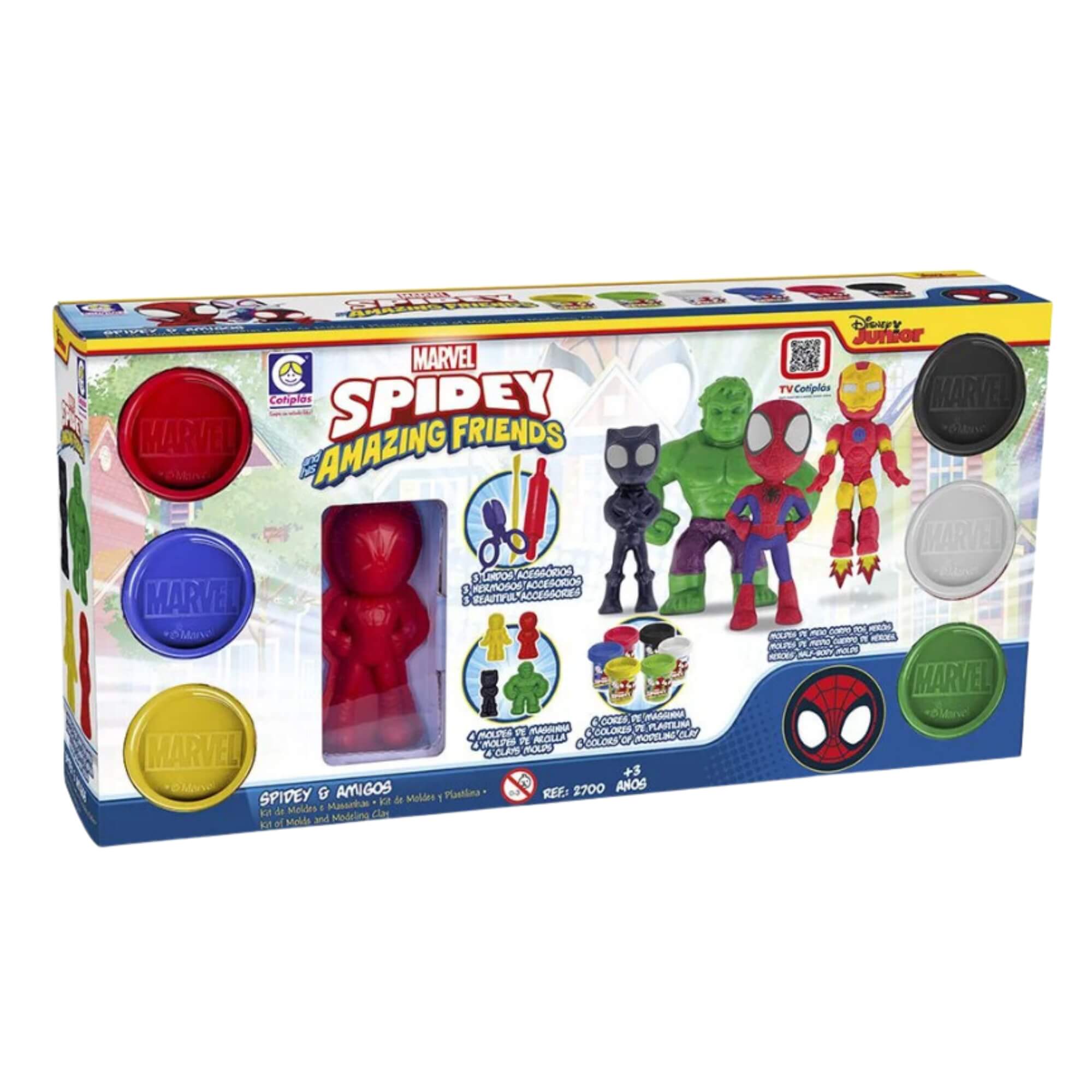COMP Kit 2 Brinquedos Infantis: Massinhas de Modelar com Acessórios Spidey e Amigos