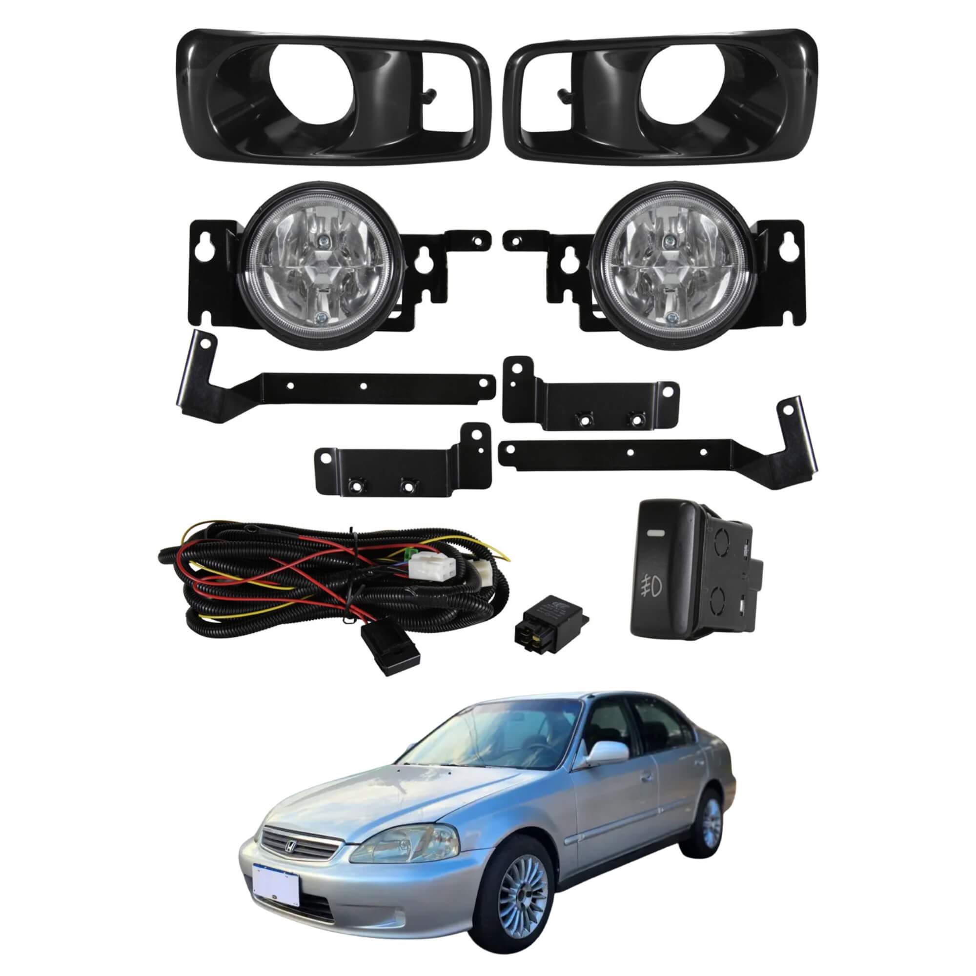 Kit Farol de milha Civic 1999 a 2000 Botão Modelo Original Shocklight - SL-111910