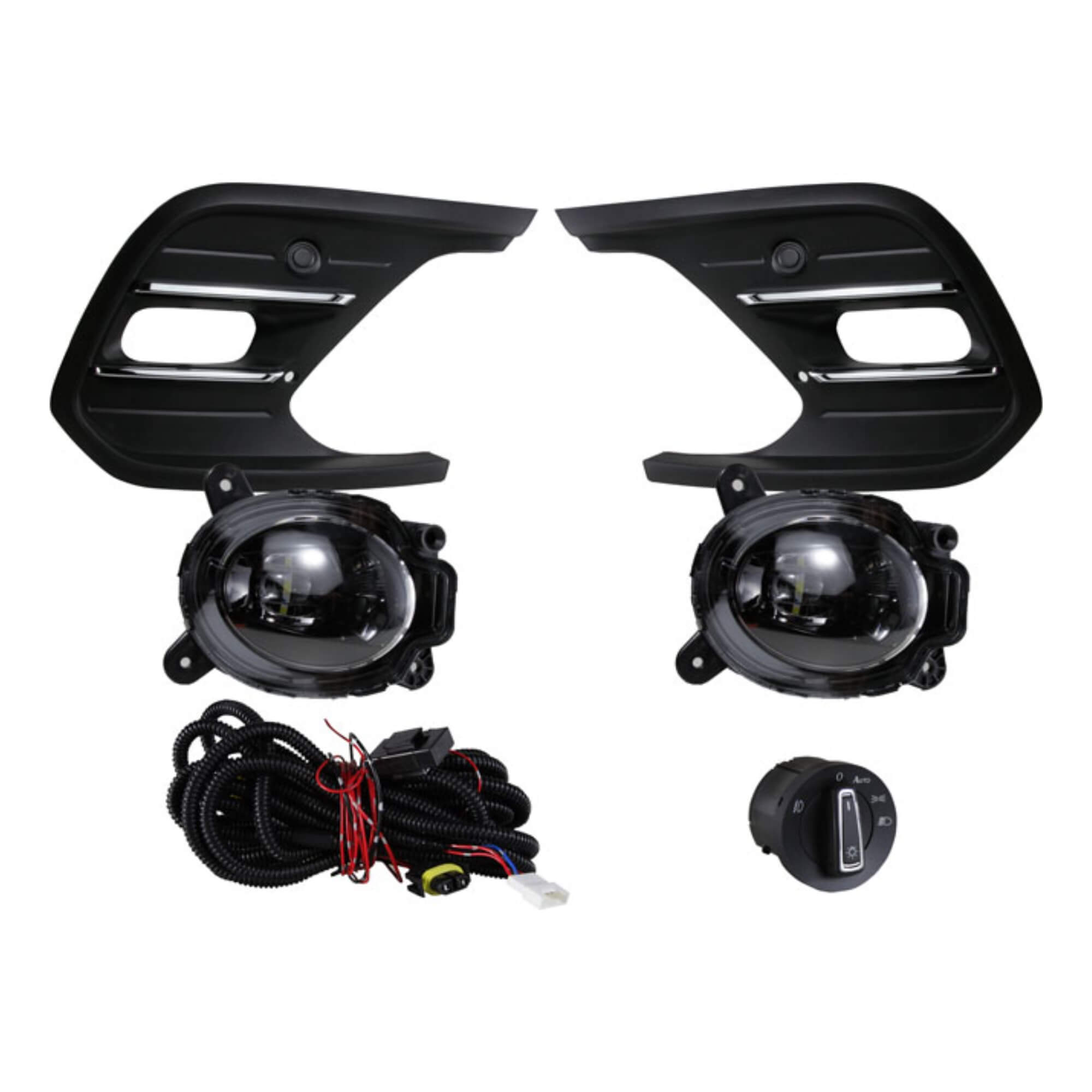 Kit Farol Milha LED Novo Polo 2023 Highline Grade c/ Friso Cromado Shocklight - SL-263210