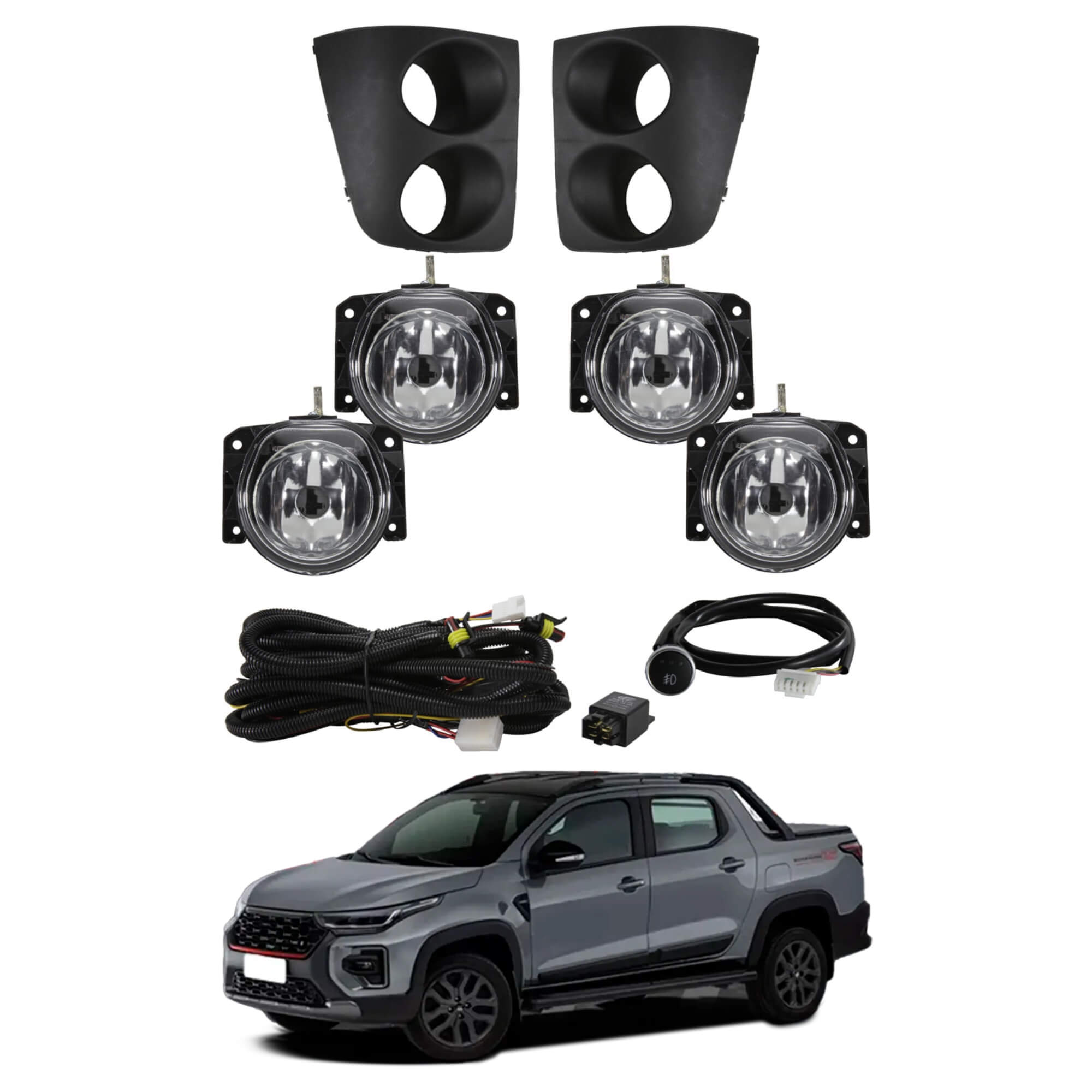Kit Farol Milha Palio Weekend 05/08 Strada Advent. 05/12 Moldura BT Touch Shocklight - SL-092110U