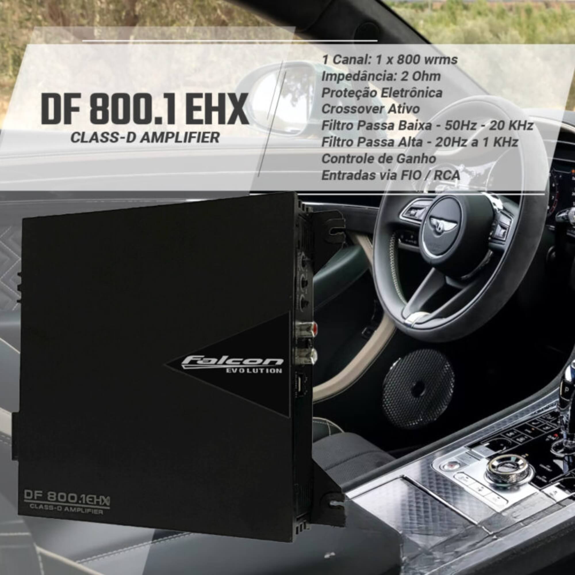 Módulo de Potência 800W RMS 1 canal 2 Ohms Hi/Low Input Falcon - DF800.1EHX