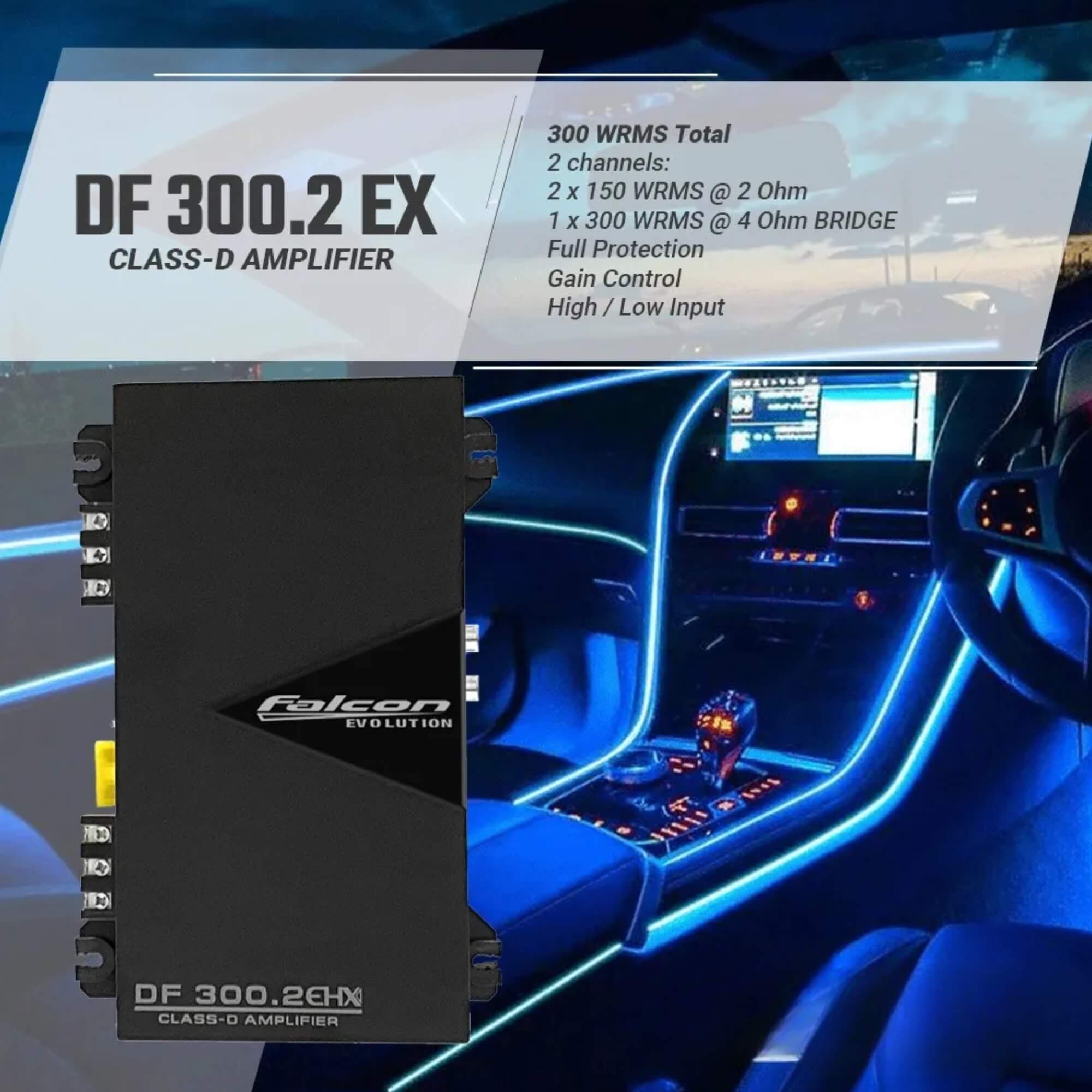 Módulo de Potência 300W Rms 02 Canais Hi/Low Input Falcon - DF300.2EHX