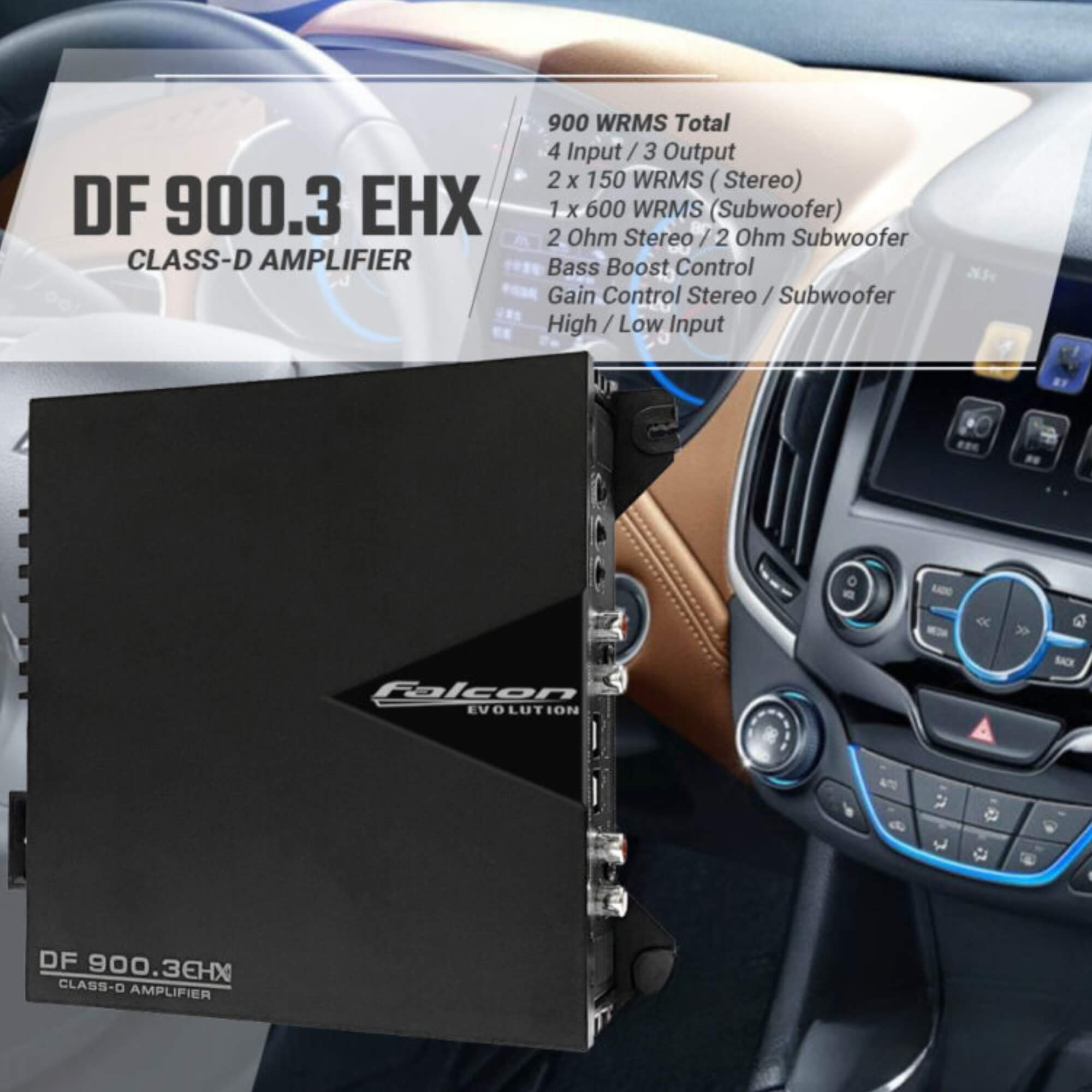 Módulo de Potência 900W Rms 03 Canais Hi/Low Input Falcon - DF900.3EHX