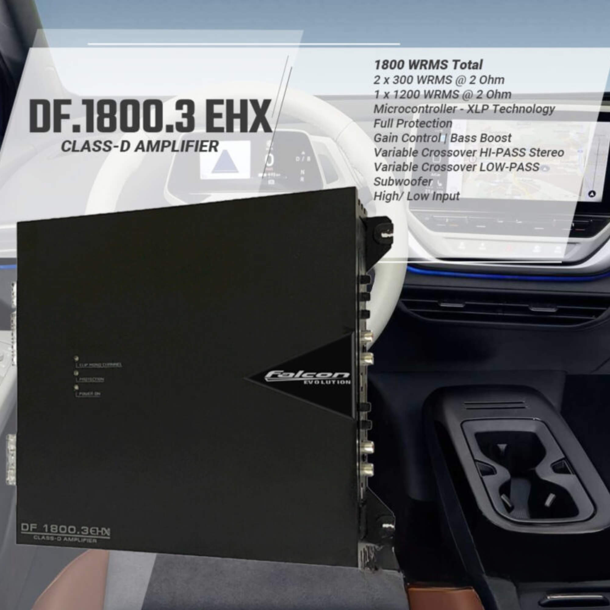 Módulo de Potência Preto 1800W Rms 3 Canais Entrada High/Low Falcon - DF18003EHX