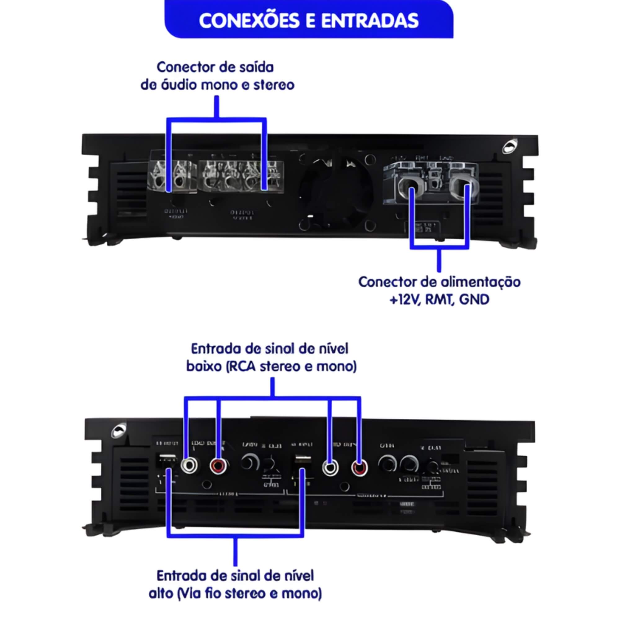 Módulo de Potência Preto 1800W Rms 3 Canais Entrada High/Low Falcon - DF18003EHX