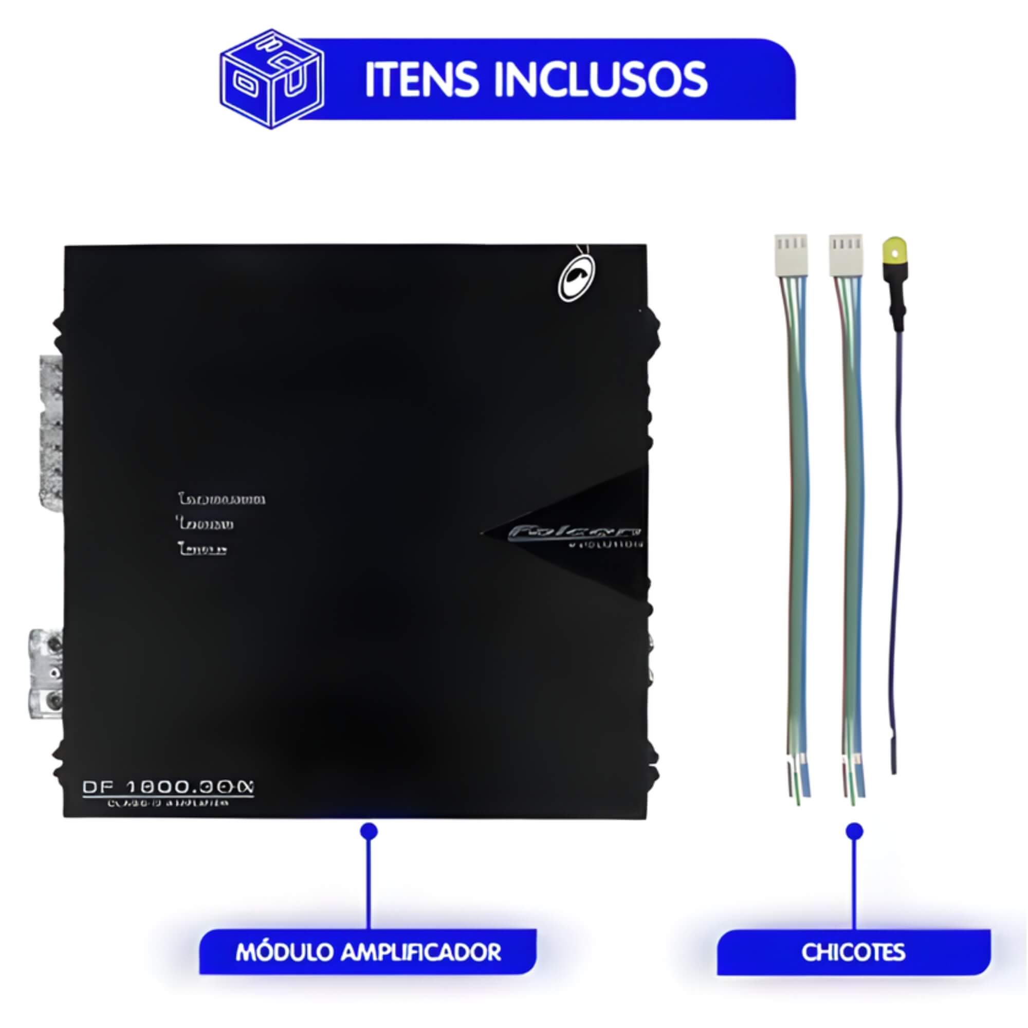 Módulo de Potência Preto 1800W Rms 3 Canais Entrada High/Low Falcon - DF18003EHX