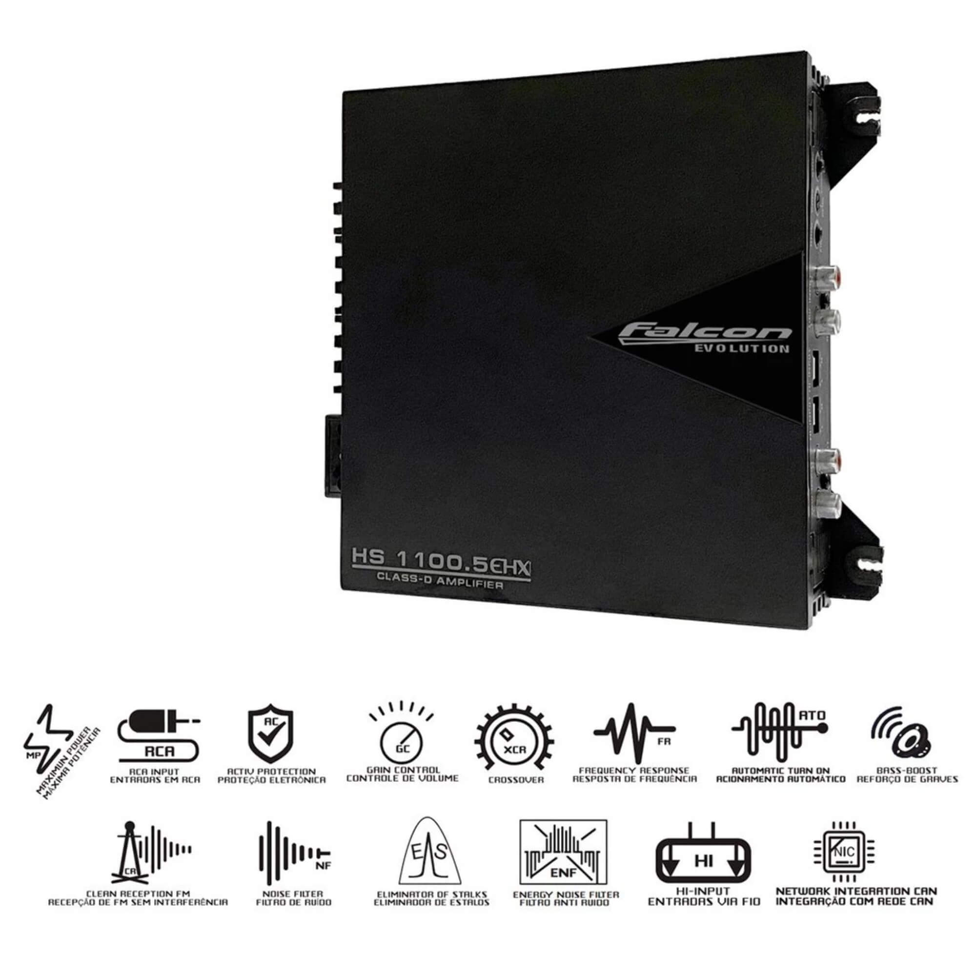 Módulo de Potência 750W RMS 05 Canais Hi/Low Input Falcon - HS11005EHX