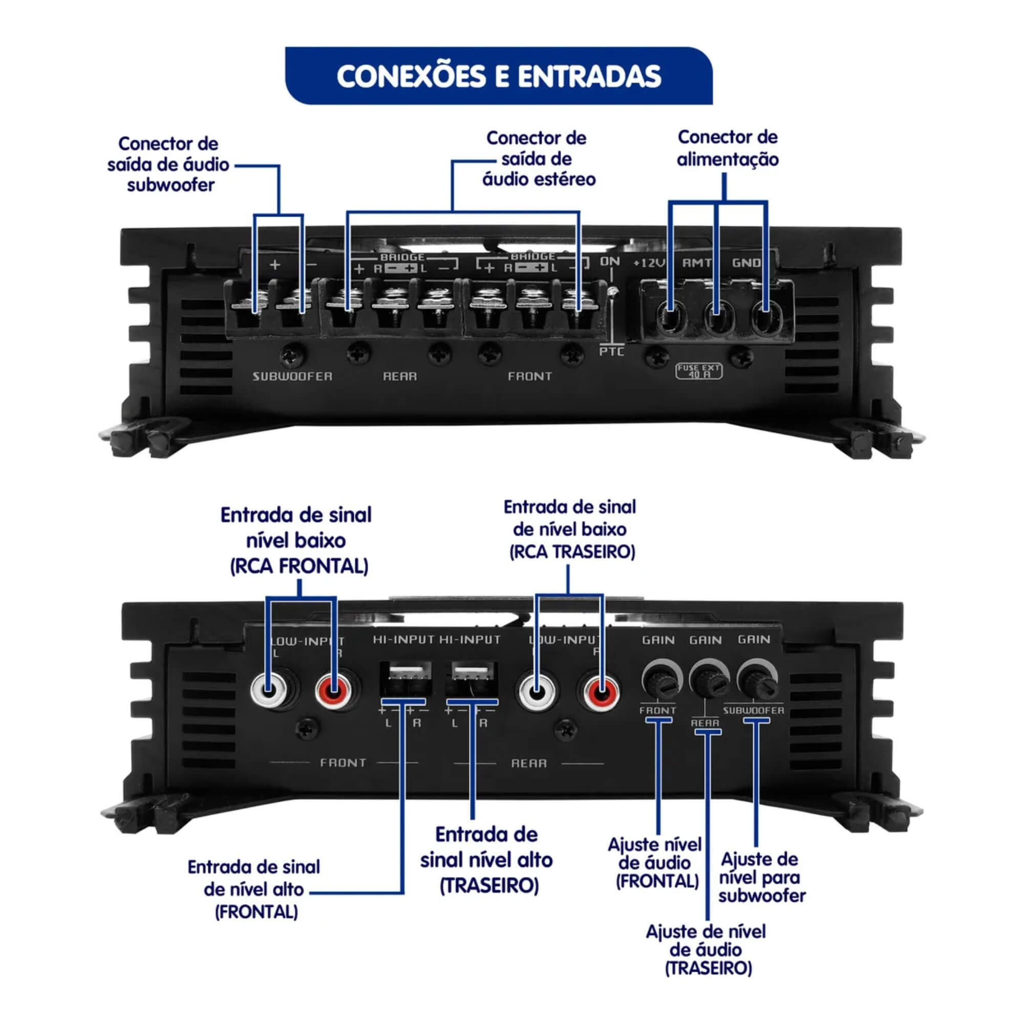 Módulo de Potência 750W RMS 05 Canais Hi/Low Input Falcon - HS11005EHX