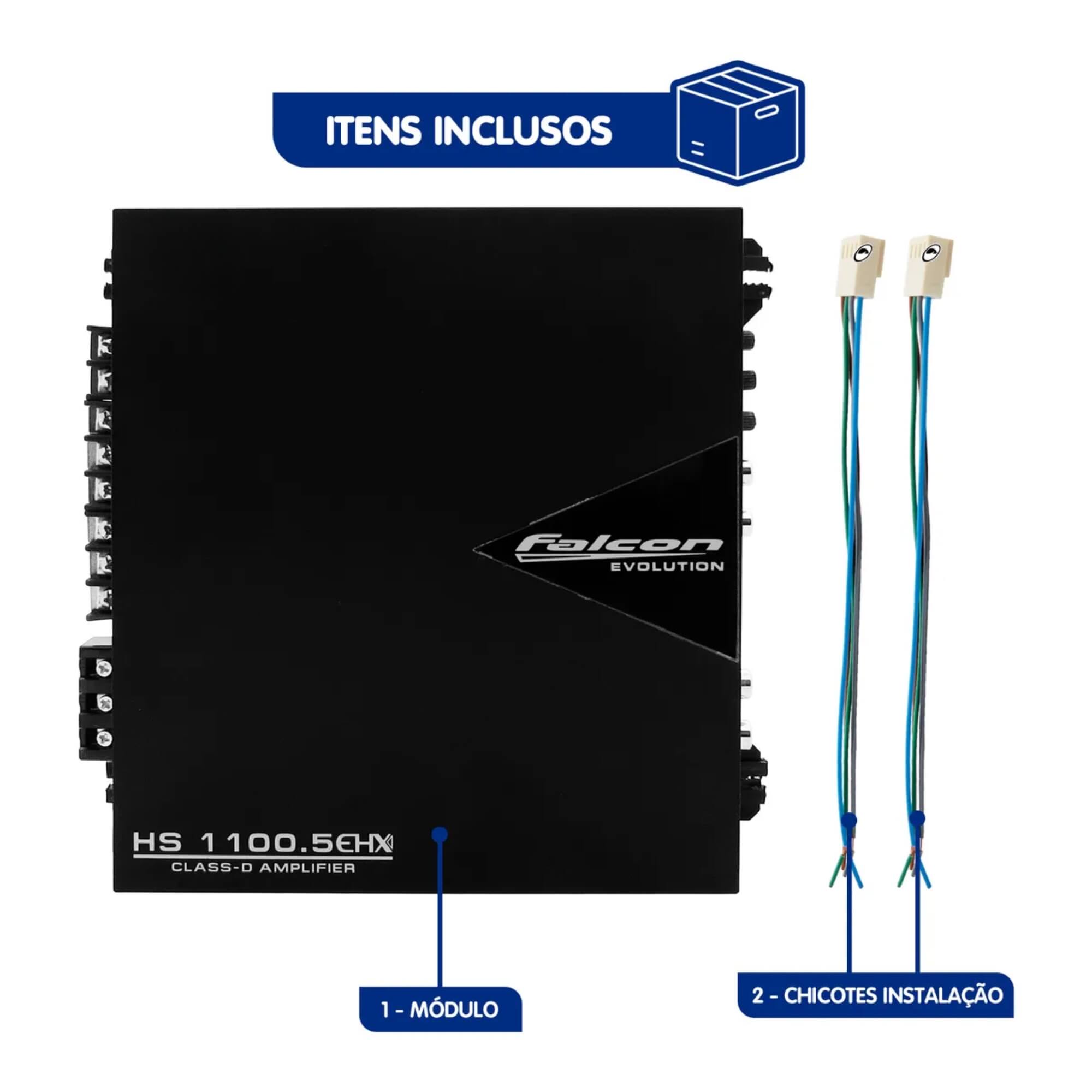 Módulo de Potência 750W RMS 05 Canais Hi/Low Input Falcon - HS11005EHX