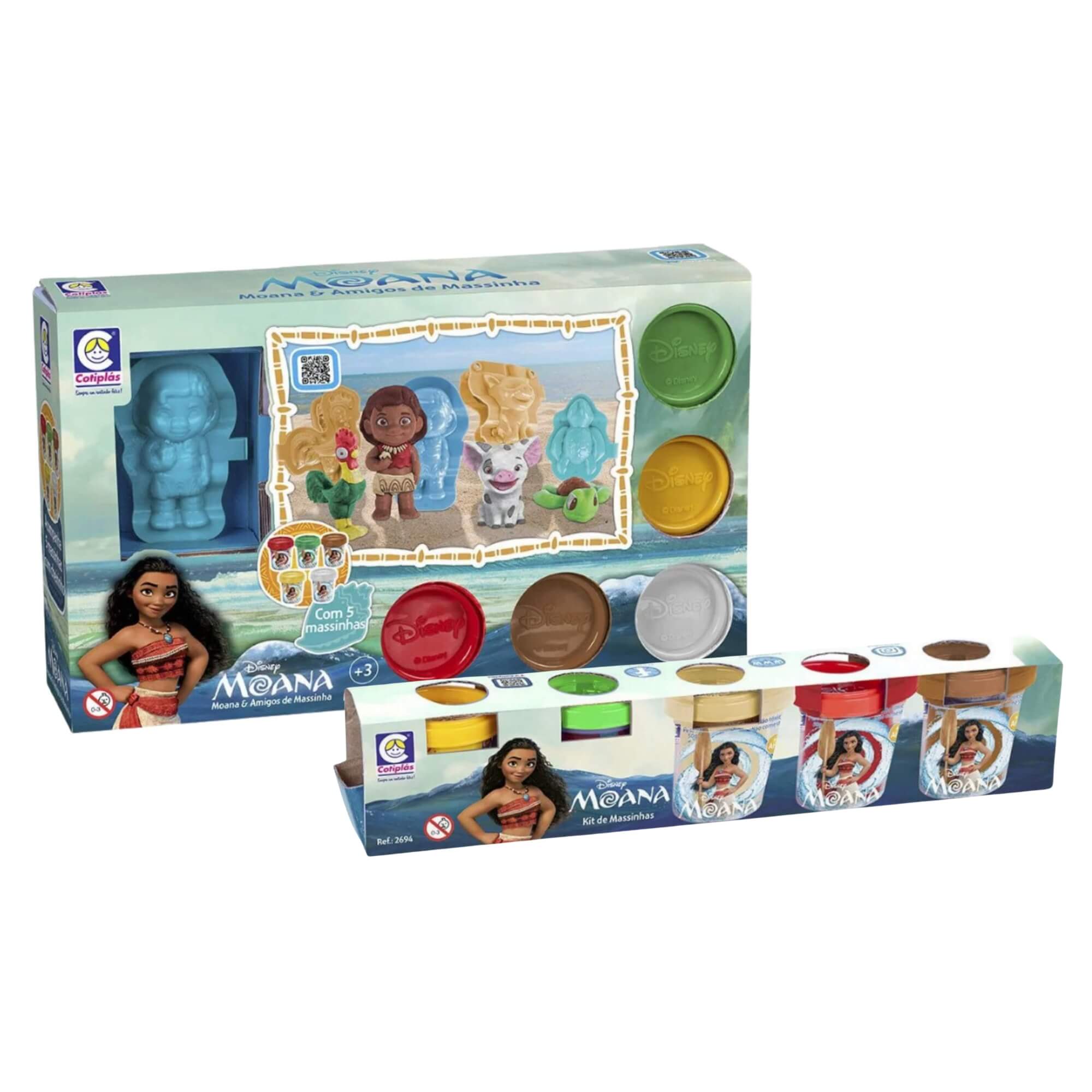 COMP 2 Kits de Massinhas de Modelar Disney Moana: 10 Massinhas + 4 Moldes (3+ Anos)