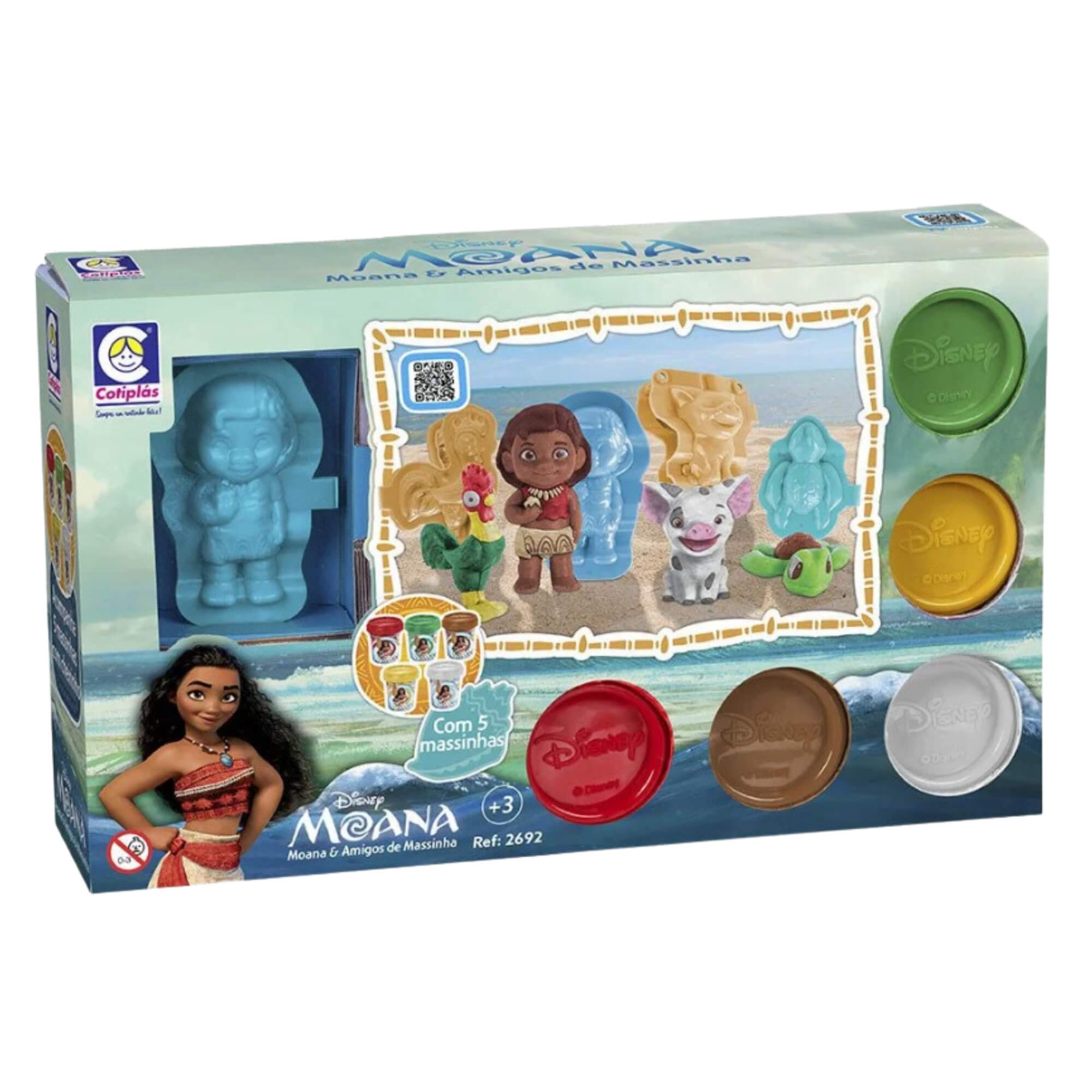 COMP 2 Kits de Massinhas de Modelar Disney Moana: 10 Massinhas + 4 Moldes (3+ Anos)