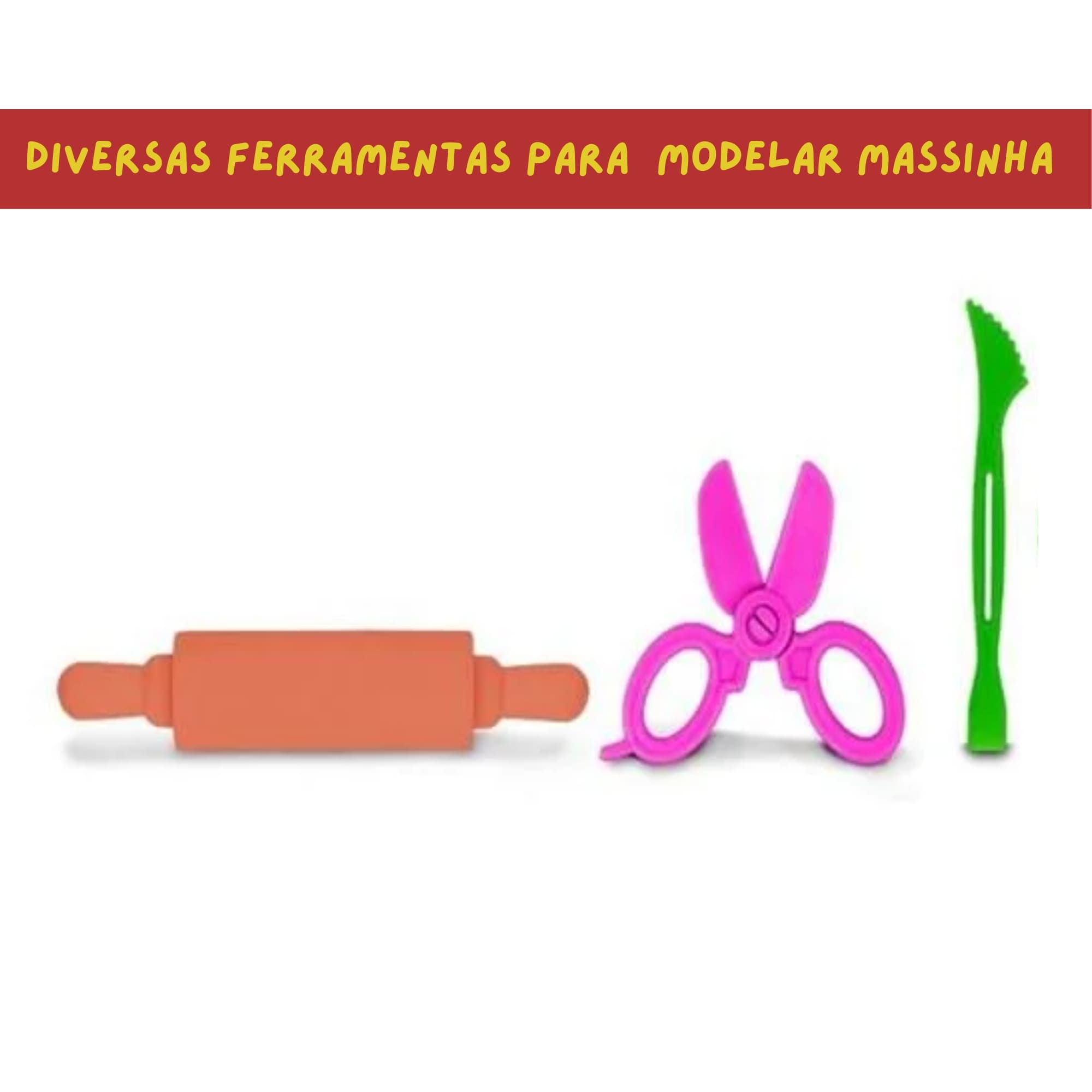 COMP 2 Kits de Massinhas de Modelar: Extrusora com 2 Potes + Confeiteiro com 2 Potes e Acessórios