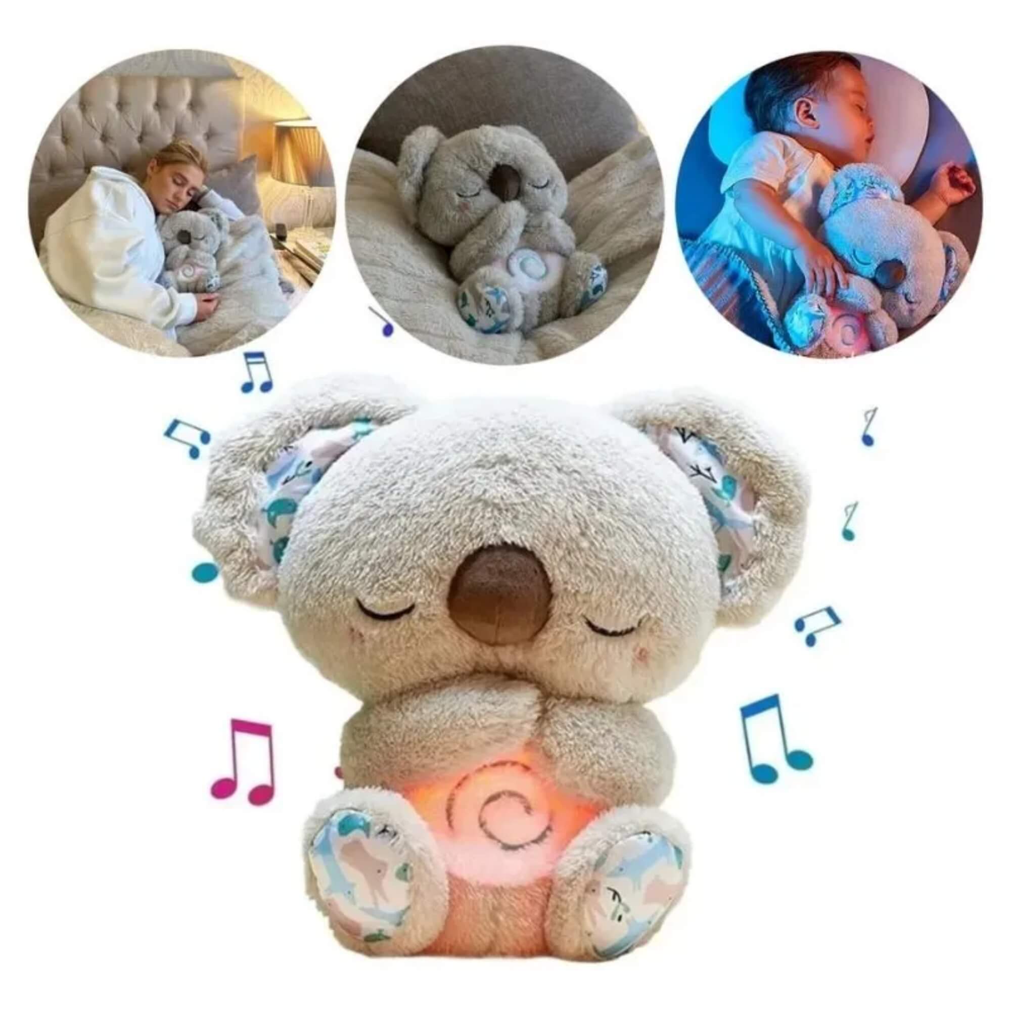 Brinquedo Infantil Boneco de Pelúcia Calm Koala com Luz e Som Antialérgico Polibrinq - BB3015