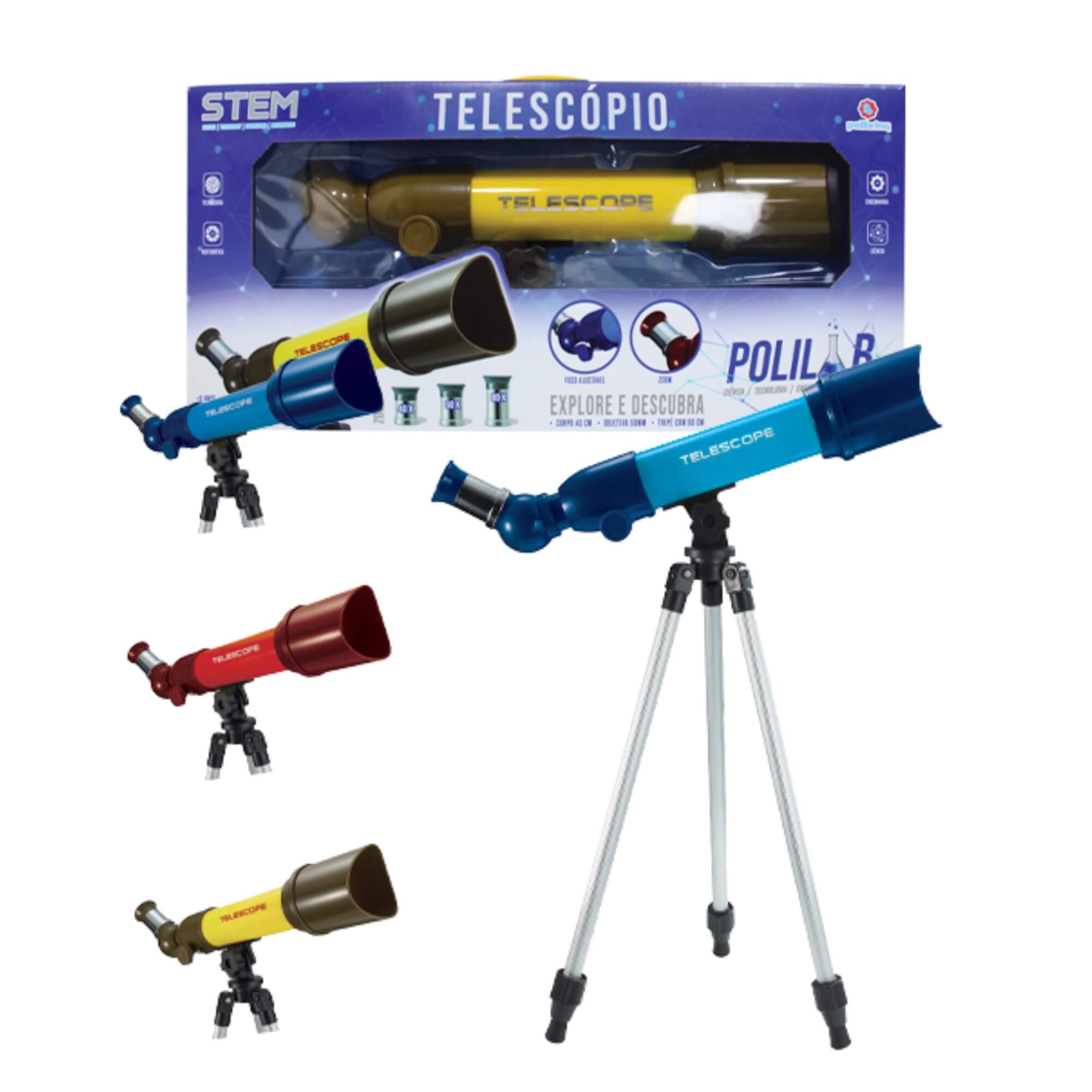 Brinquedo Telescópio Polilab Educativo com Acessórios Polibrinq - BP3004