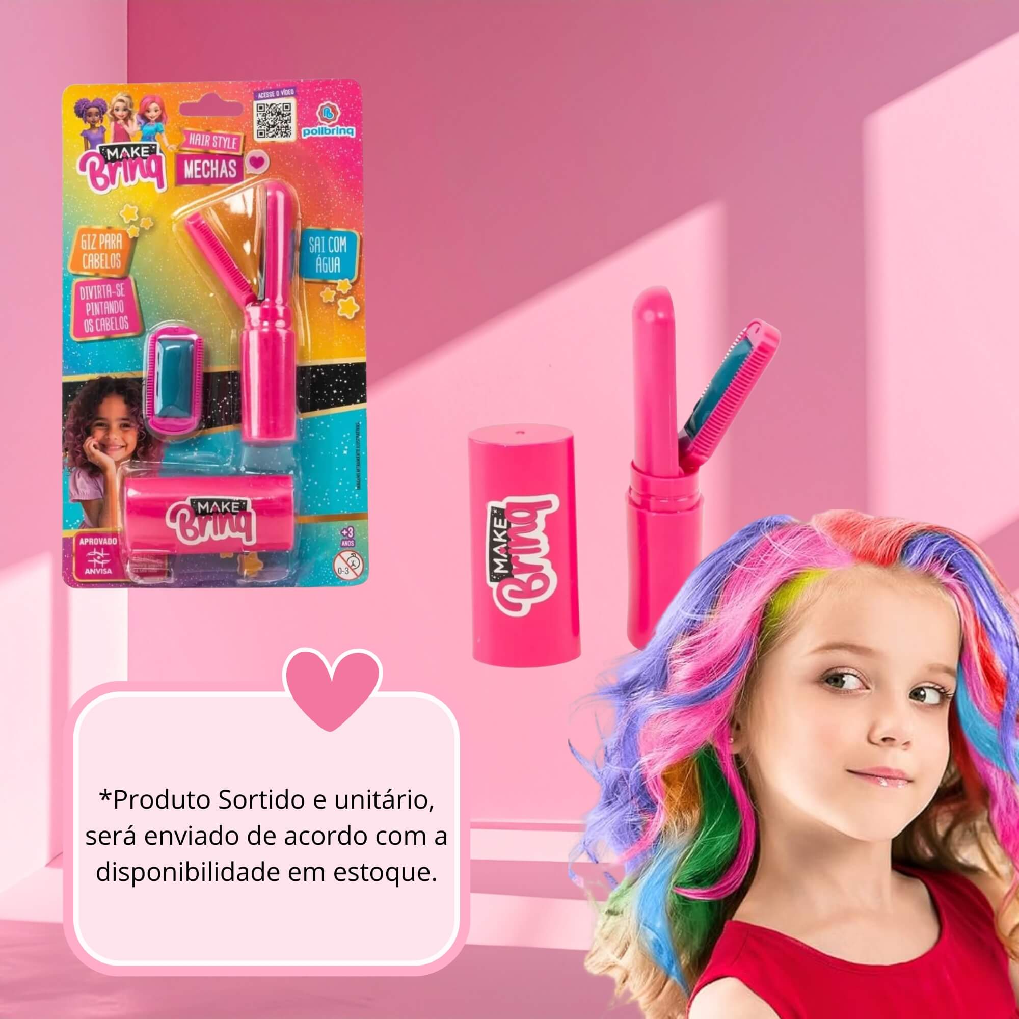 Aplicador para Pintar Mechas no Cabelo com Giz (Sai na Água) Sortido e Unitário Polibrinq - MK80