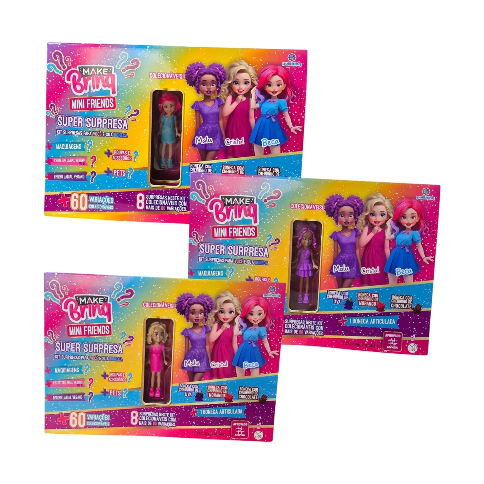 Boneca Mini Friends - Maquiagens + Acessórios + Pet - Sortido e Unitário Polibrinq - MK4093