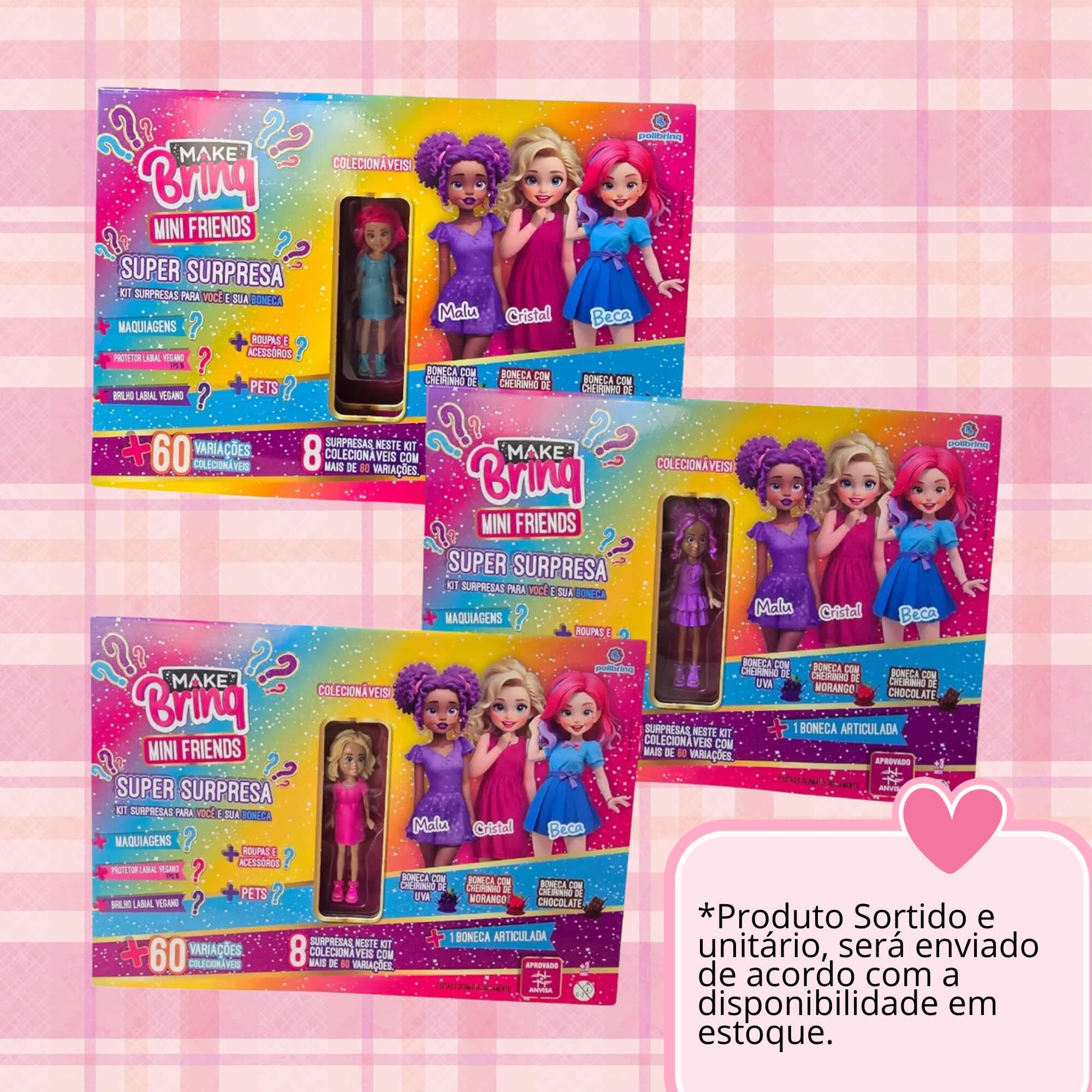 Boneca Mini Friends - Maquiagens + Acessórios + Pet - Sortido e Unitário Polibrinq - MK4093