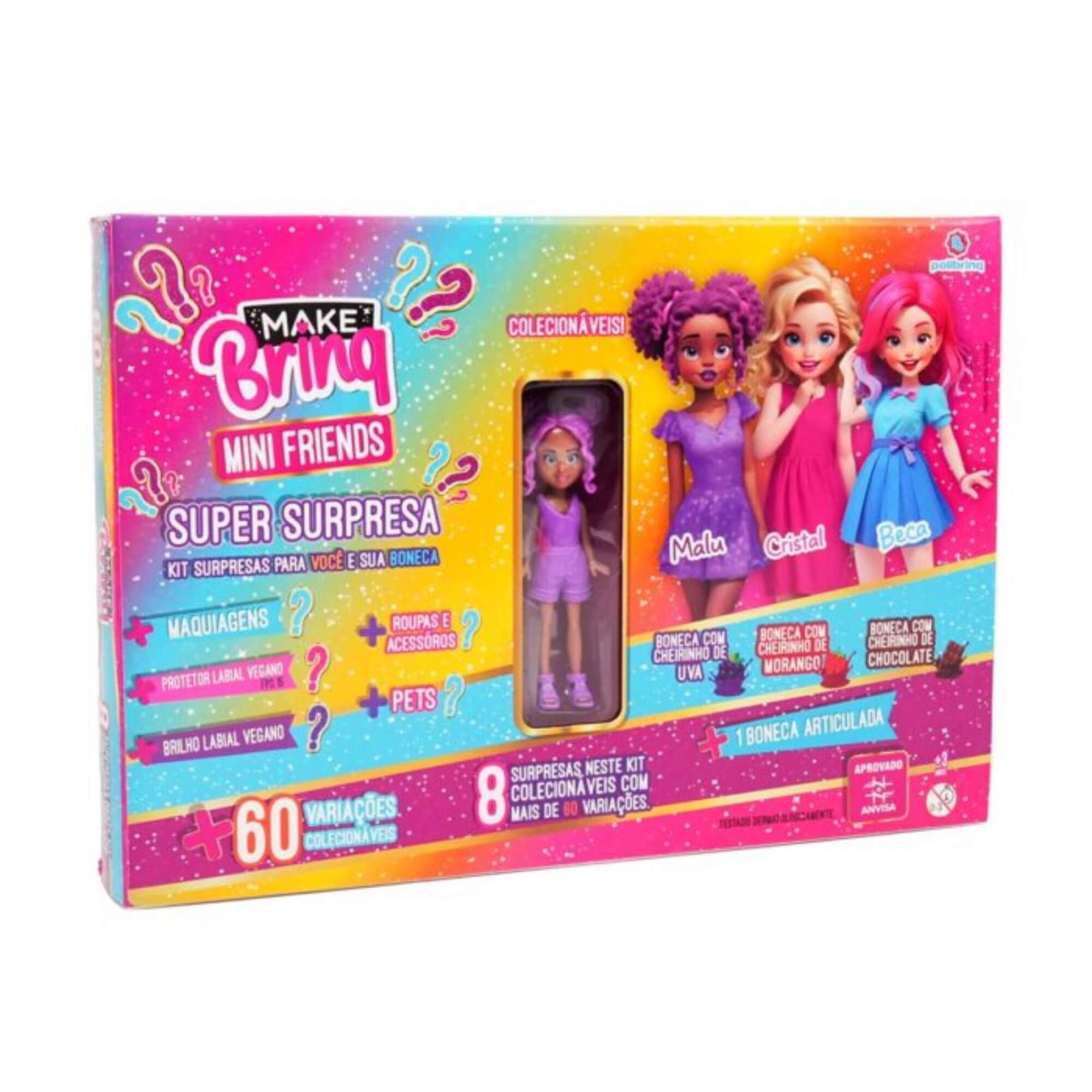Boneca Mini Friends - Maquiagens + Acessórios + Pet - Sortido e Unitário Polibrinq - MK4093