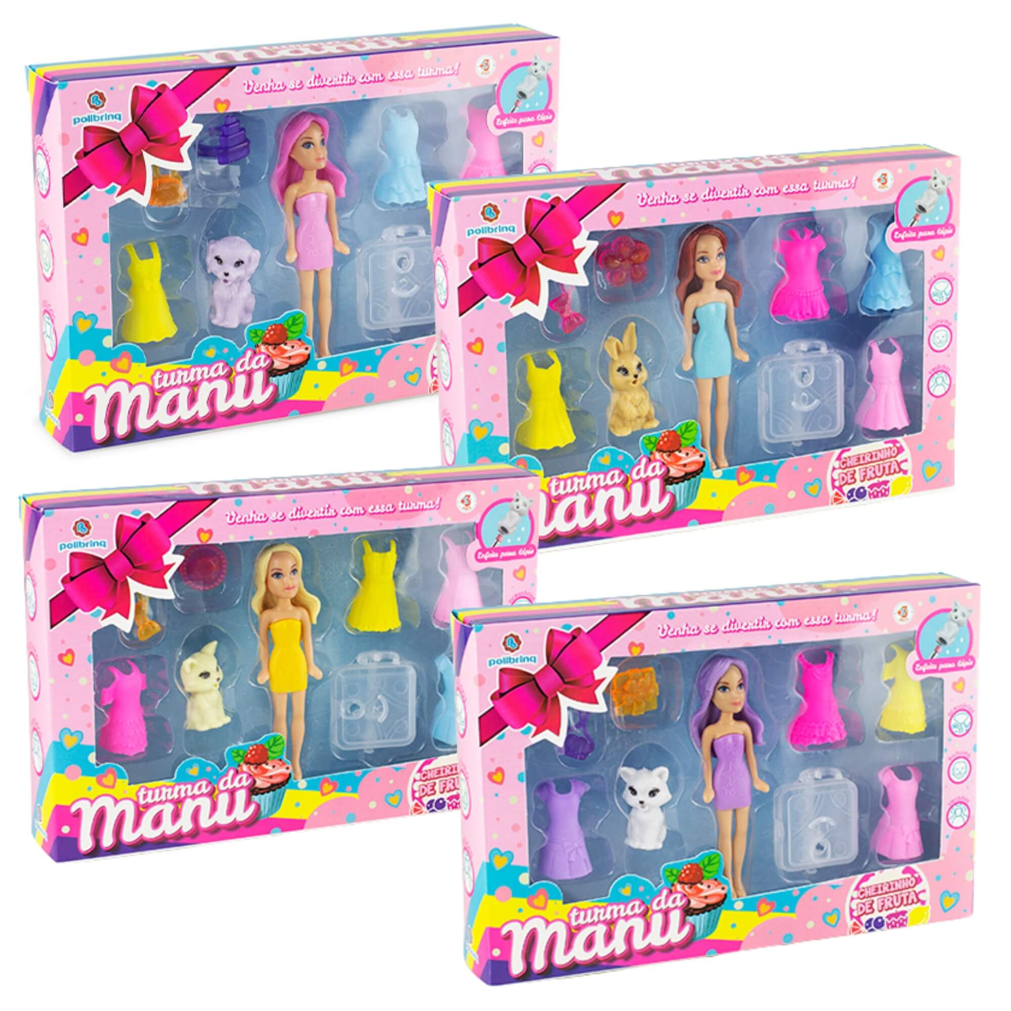 Brinquedo Infantil Boneca Turma da Manu 8 Acessórios - Sortido e Unitário Polibrinq - 301BN
