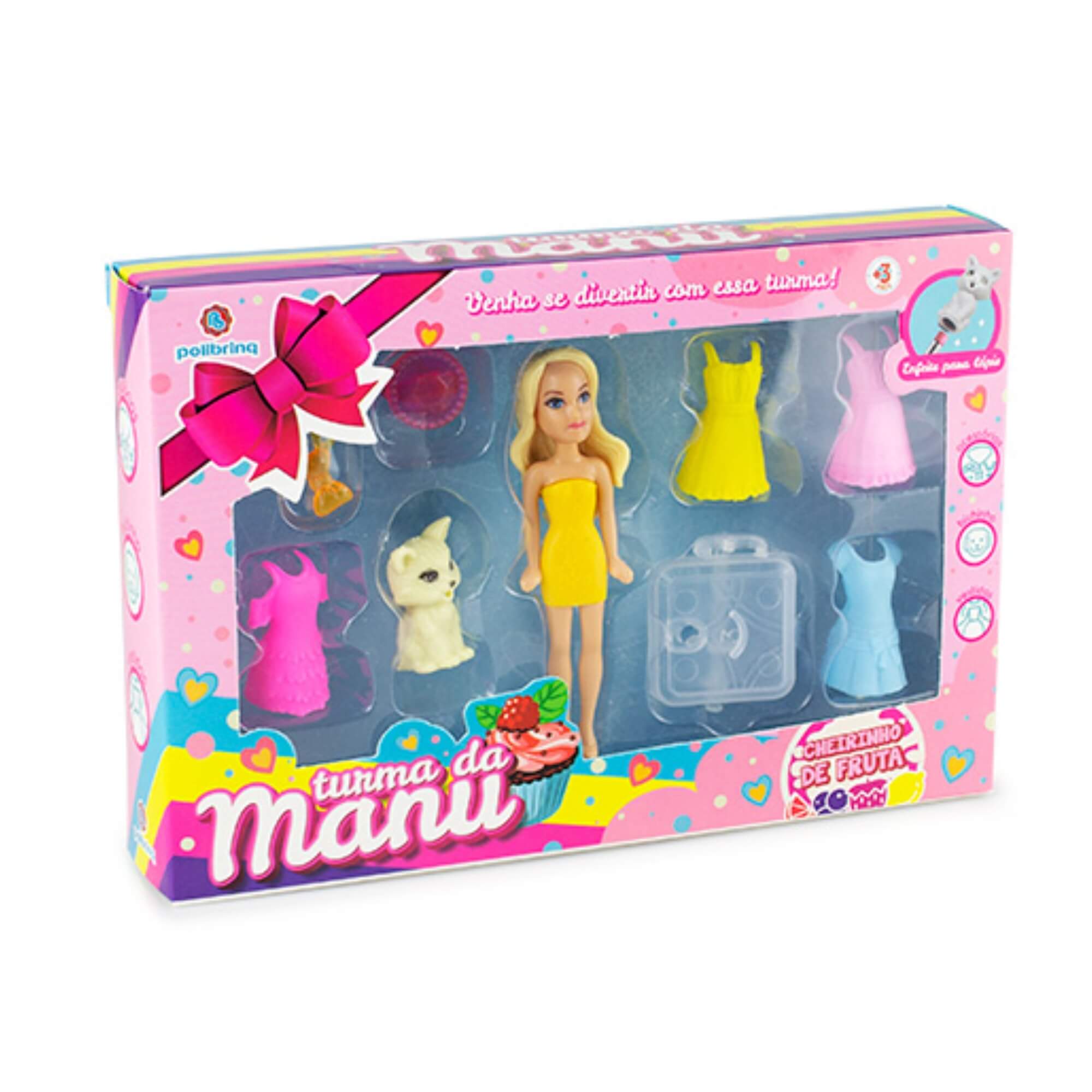 Brinquedo Infantil Boneca Turma da Manu 8 Acessórios - Sortido e Unitário Polibrinq - 301BN