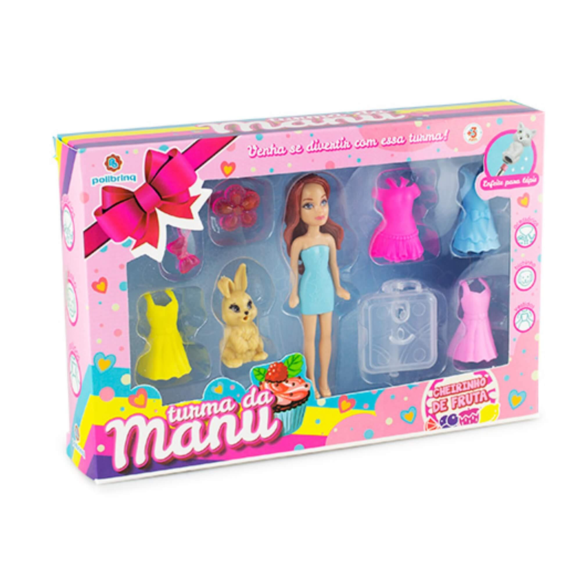 Brinquedo Infantil Boneca Turma da Manu 8 Acessórios - Sortido e Unitário Polibrinq - 301BN