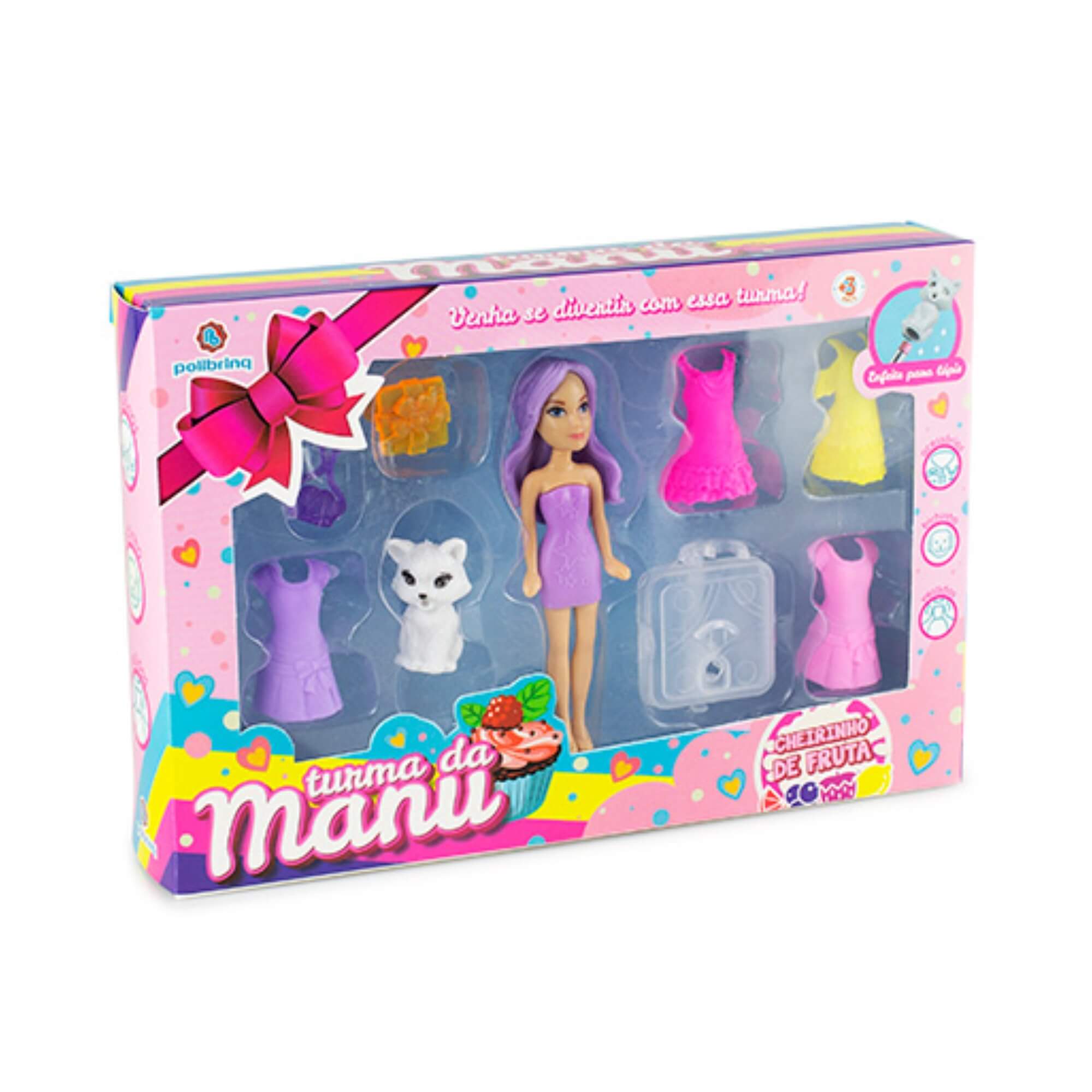 Brinquedo Infantil Boneca Turma da Manu 8 Acessórios - Sortido e Unitário Polibrinq - 301BN