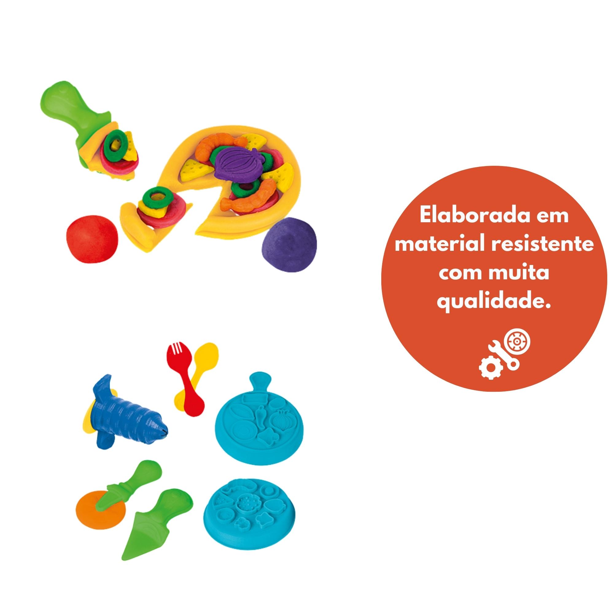 COMP Kit 2 Massinhas de Modelar Tutti Frutti com Acessórios e Moldes: Pizzaria + Sorveteria