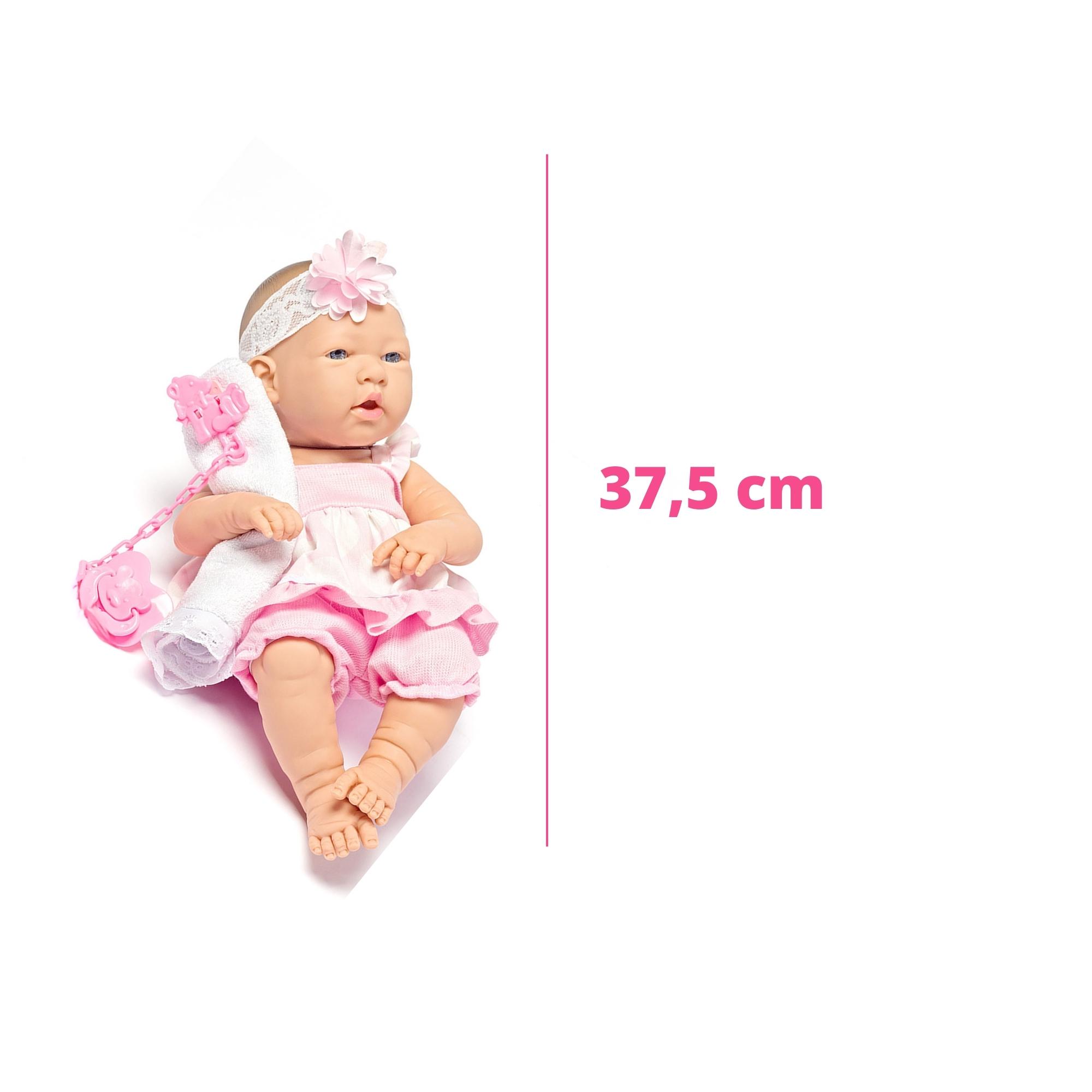 COMP Kit Baby Ninos: Boneca c/ Chupeta e Certidão de Nascimento + Acessórios de Alimentação