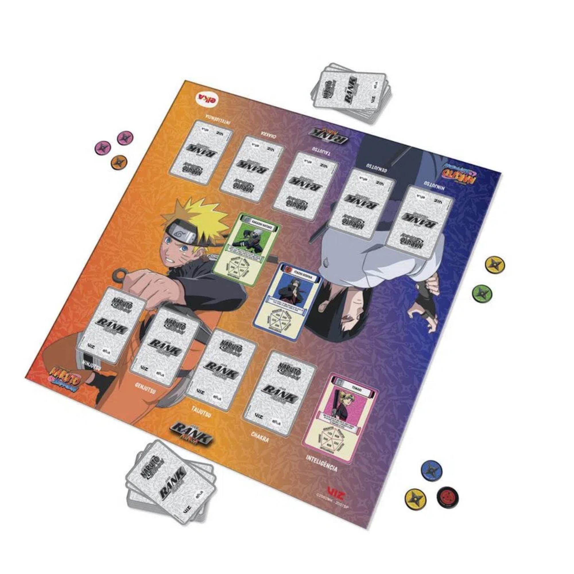 COMP Kit Naruto Shippuden Elka Jogo de Cartas + Kit Ninja com Bandana, Kunai e Shuriken (5+ Anos)