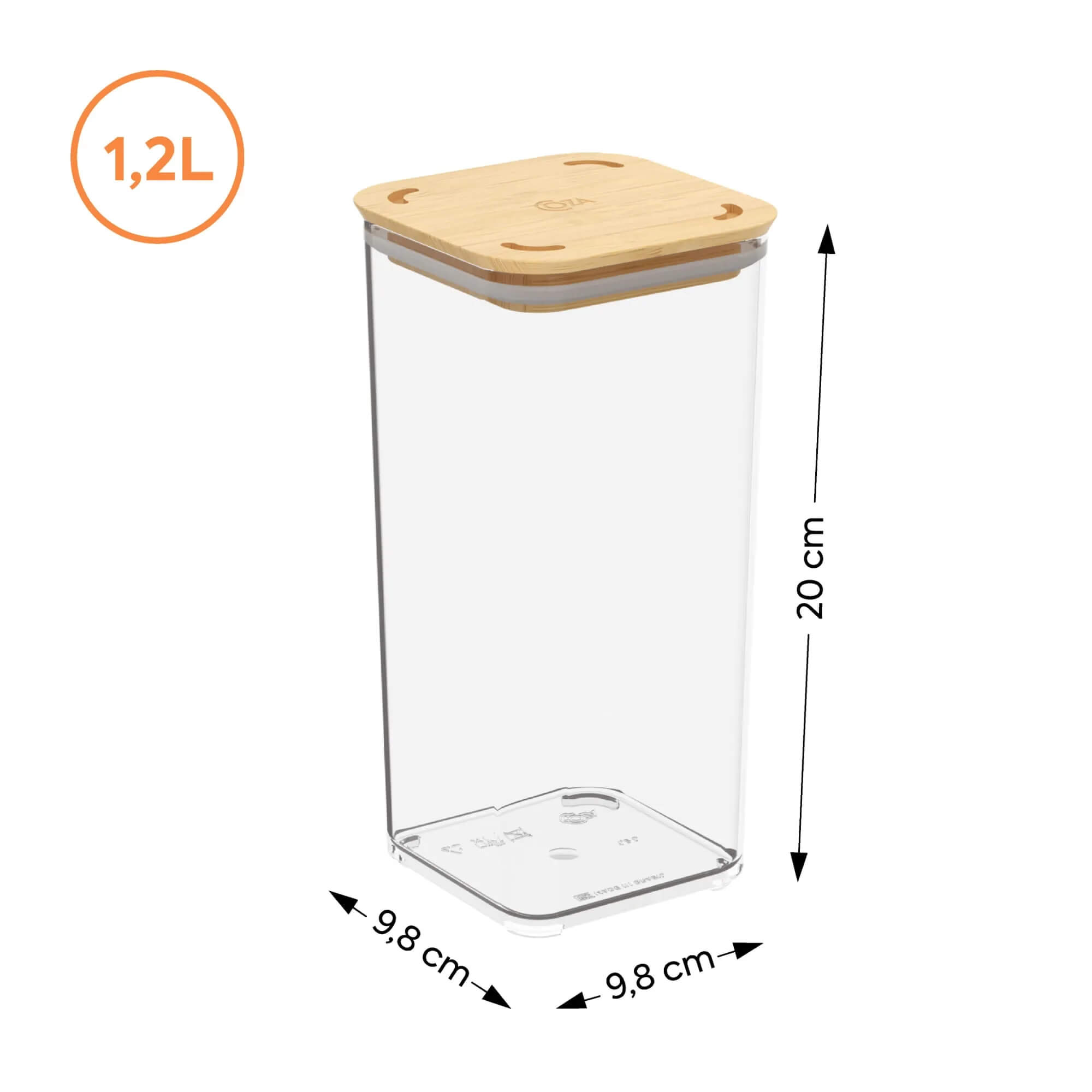 COMP Kit 3 Potes Herméticos Coza Modo Bambu 230ml 580ml 1,2L Tampa Bambu Cristal Brinox