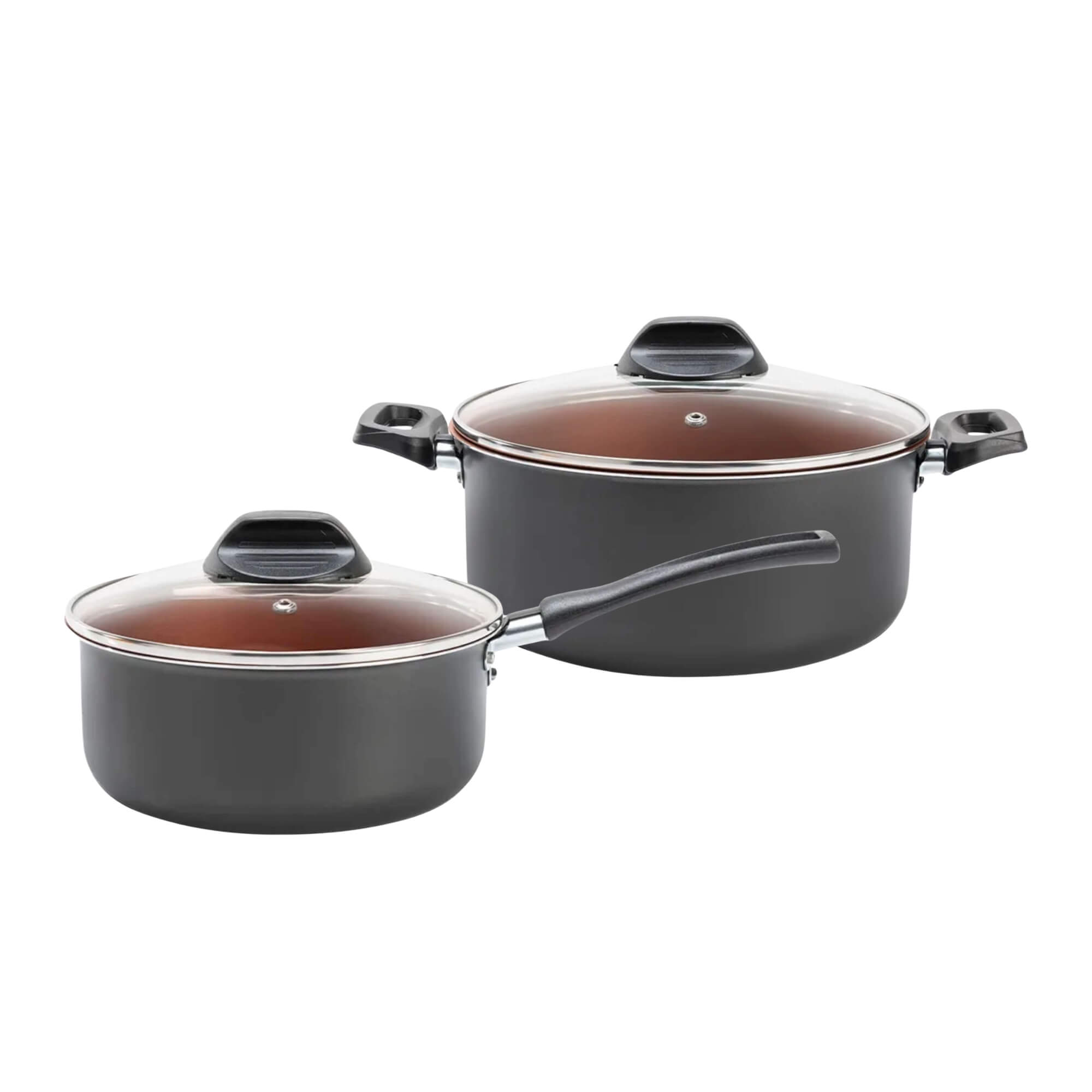 COMP Kit Brinox Topázio – Panela 18cm 1,9L + Caçarola 18cm 1,9L Antiaderente Cinza Range