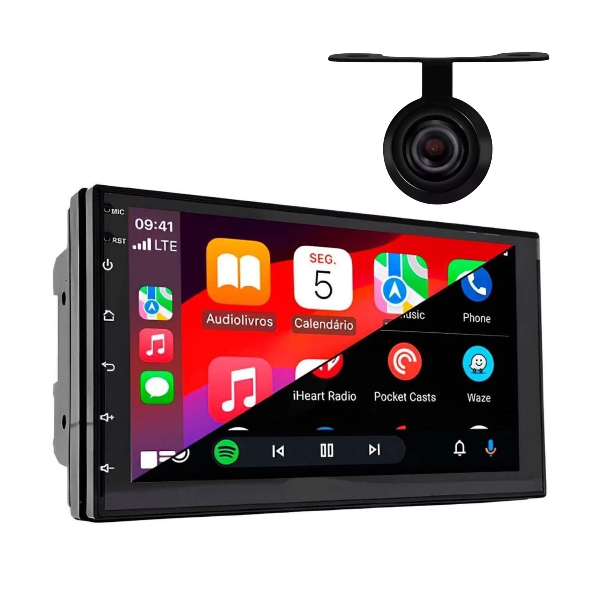 COMP Kit Central Multimídia H-Tech 7" Android 128GB + Câmera de Ré Borboleta