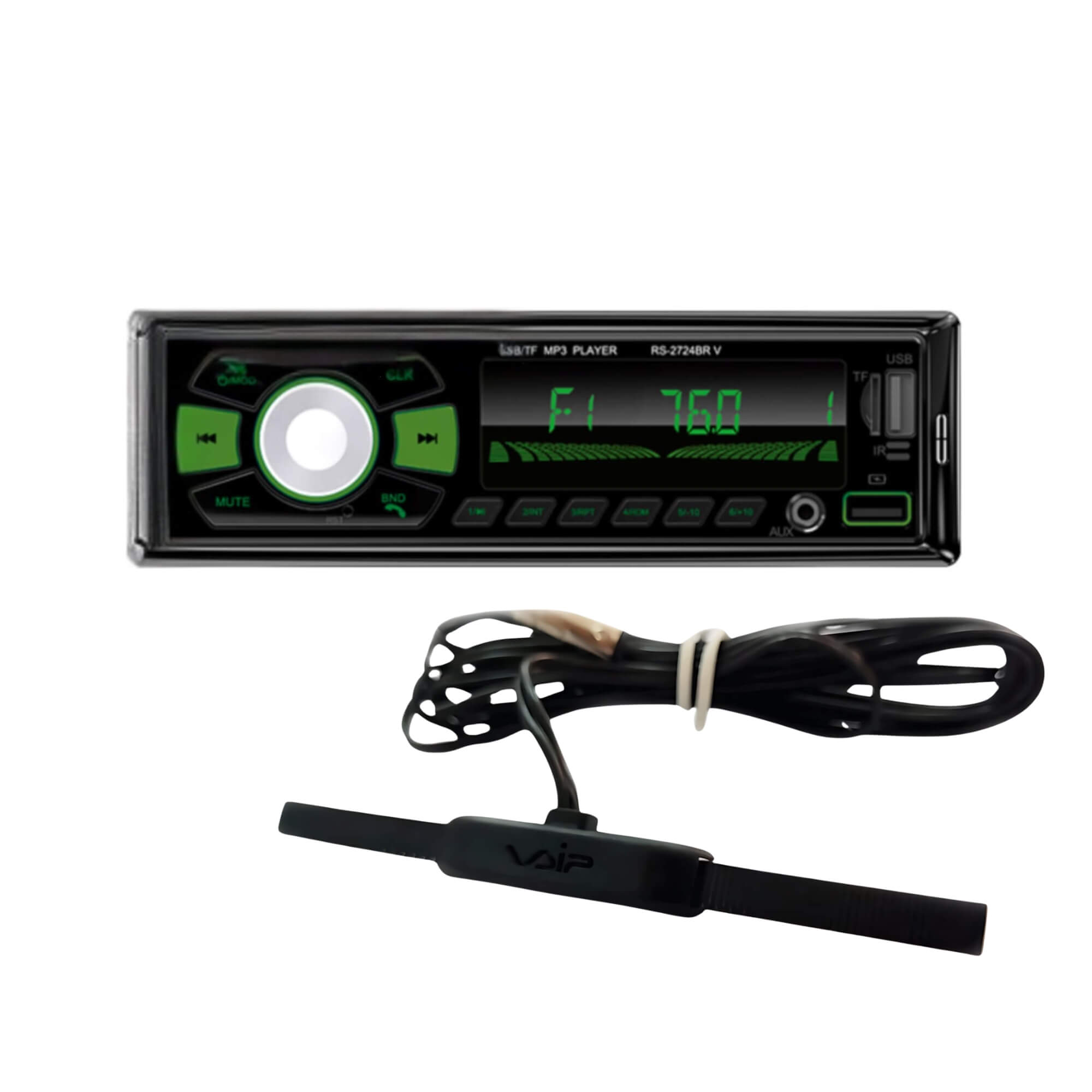 COMP Kit Rádio Roadstar RS-2724BR Bluetooth + Antena Eletrônica Amplificada TSR Orion
