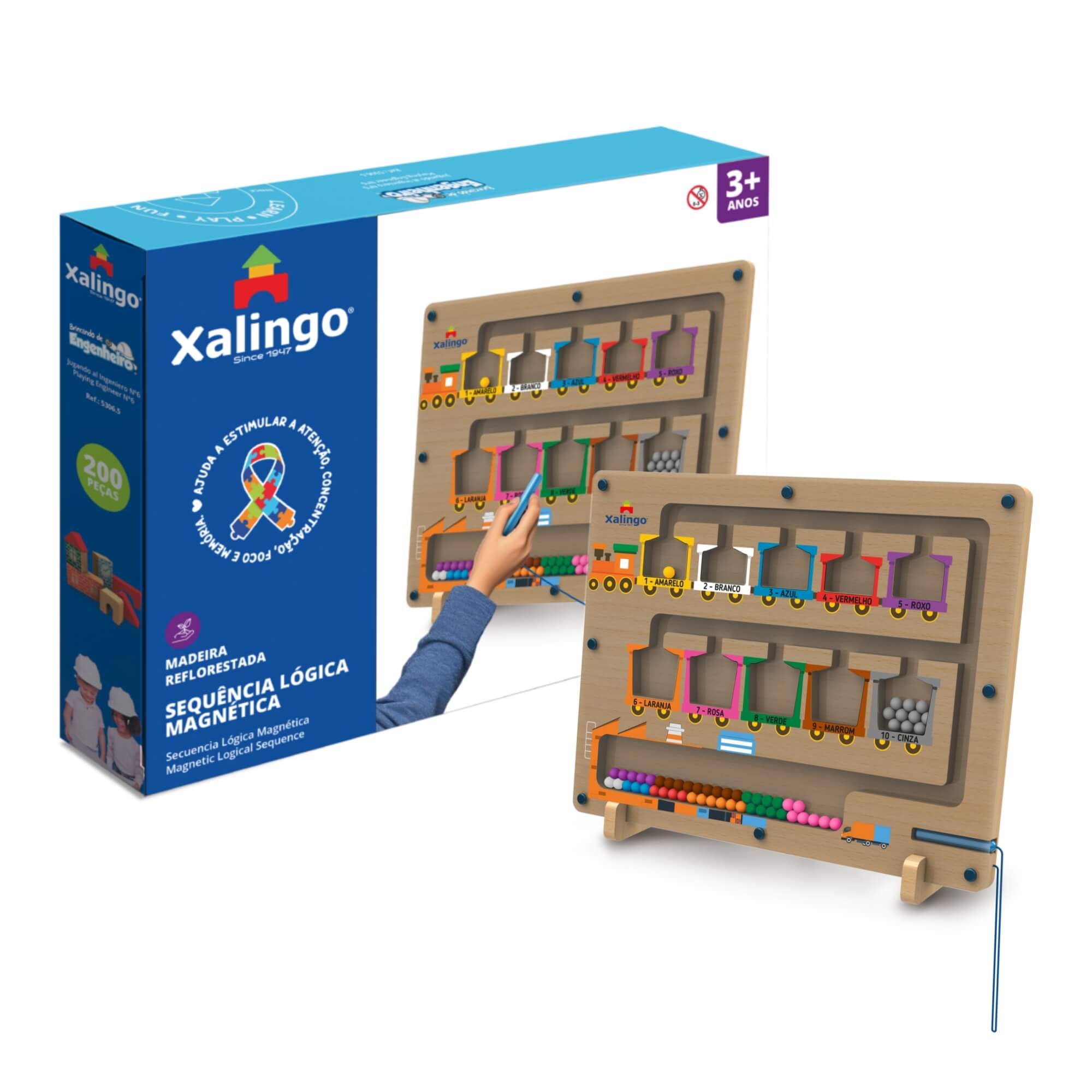Brinquedo Educativo Sequência Lógica Magnética 57 Peças Xalingo - 12343