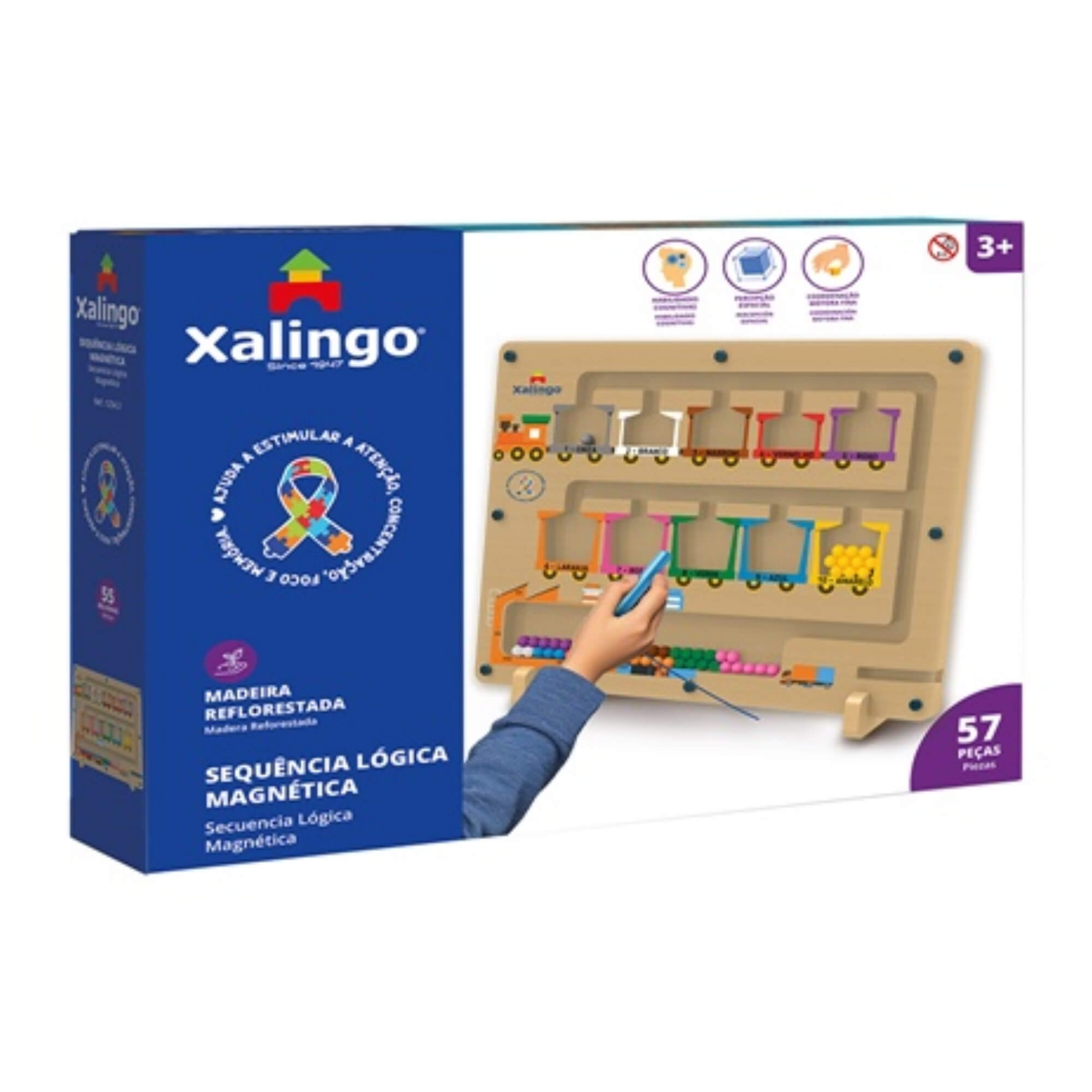 Brinquedo Educativo Sequência Lógica Magnética 57 Peças Xalingo - 12343