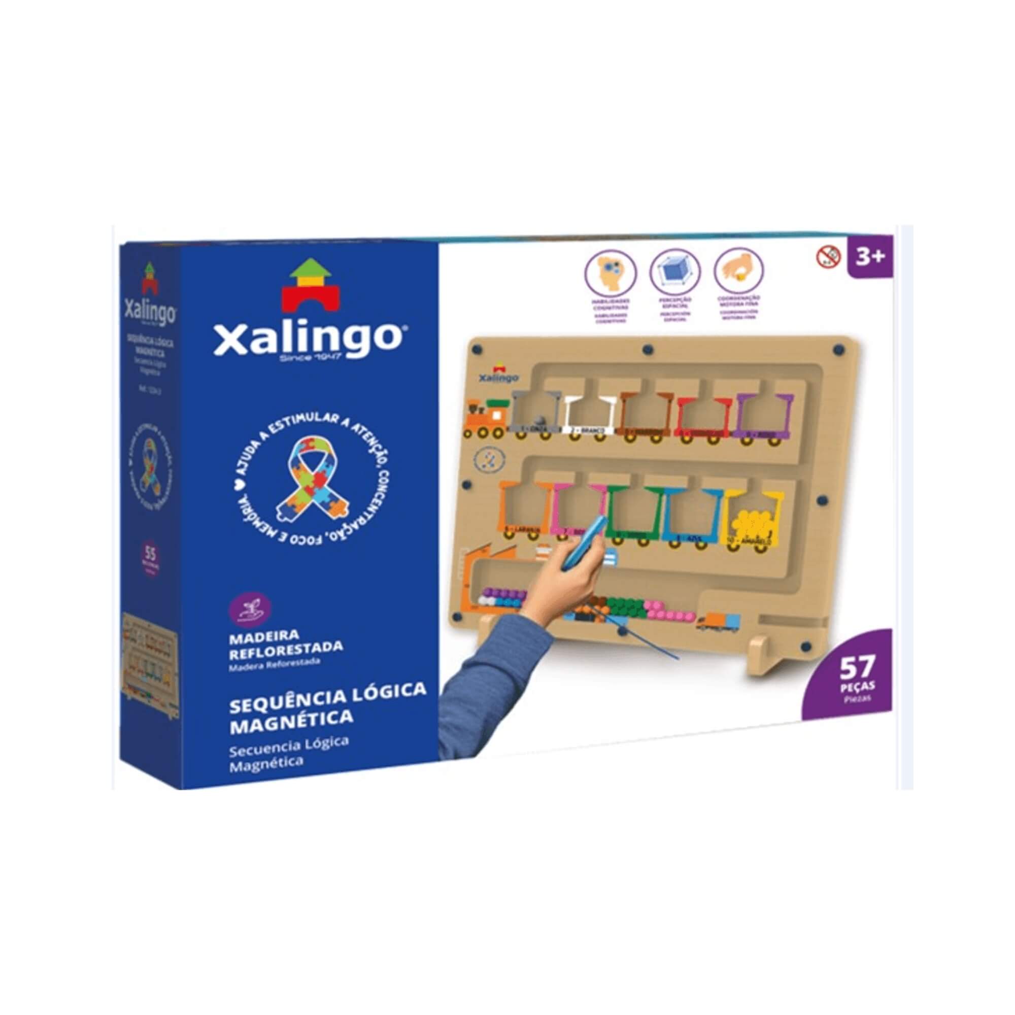 Brinquedo Educativo Sequência Lógica Magnética 57 Peças Xalingo - 12343