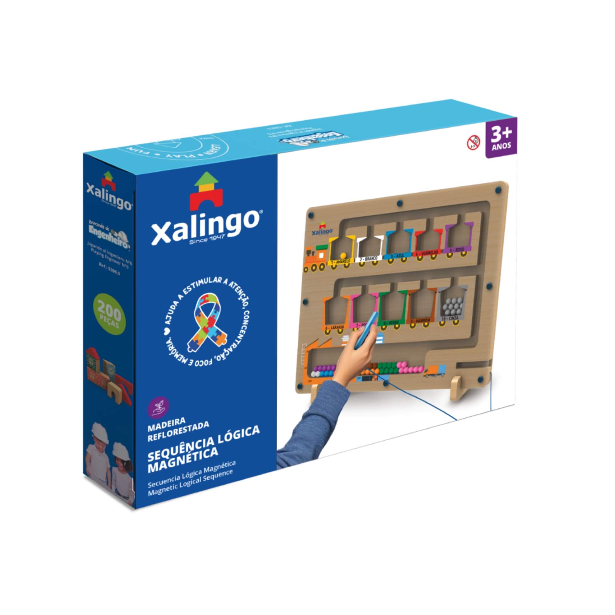 Brinquedo Educativo Sequência Lógica Magnética 57 Peças Xalingo - 12343