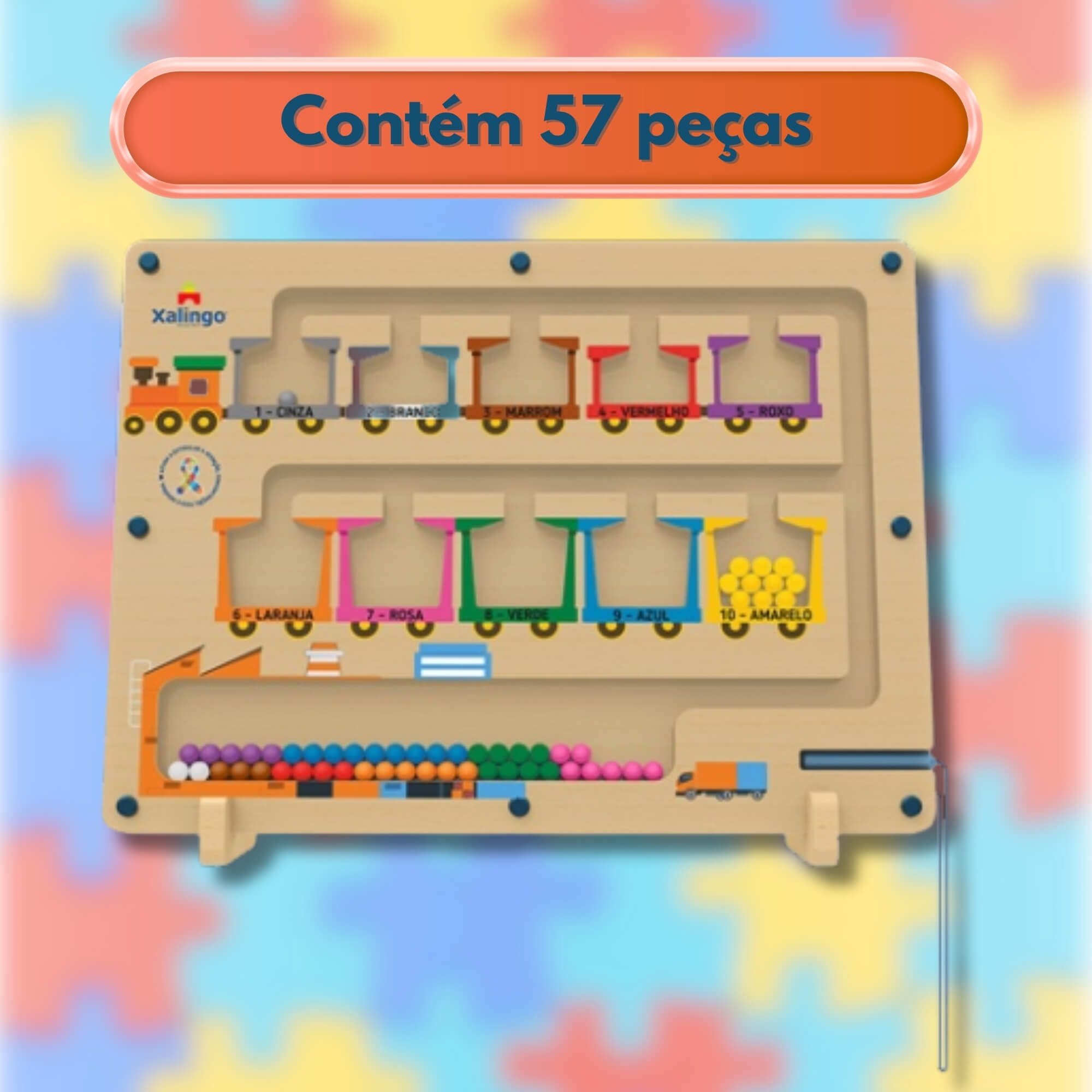 Brinquedo Educativo Sequência Lógica Magnética 57 Peças Xalingo - 12343