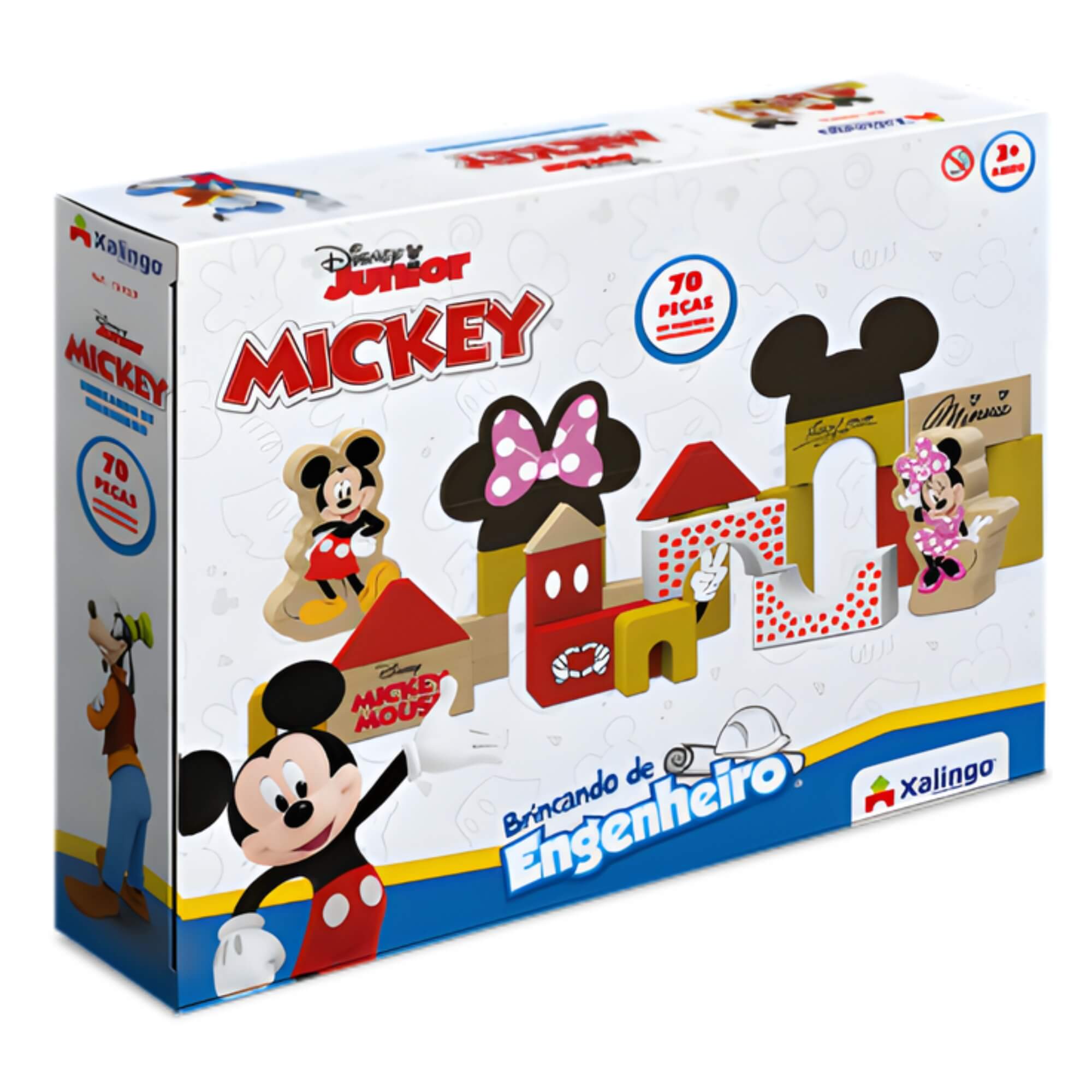 Blocos de Montar Brincando de Engenheiro Mickey e Minnie 70 Peças Xalingo - 12909