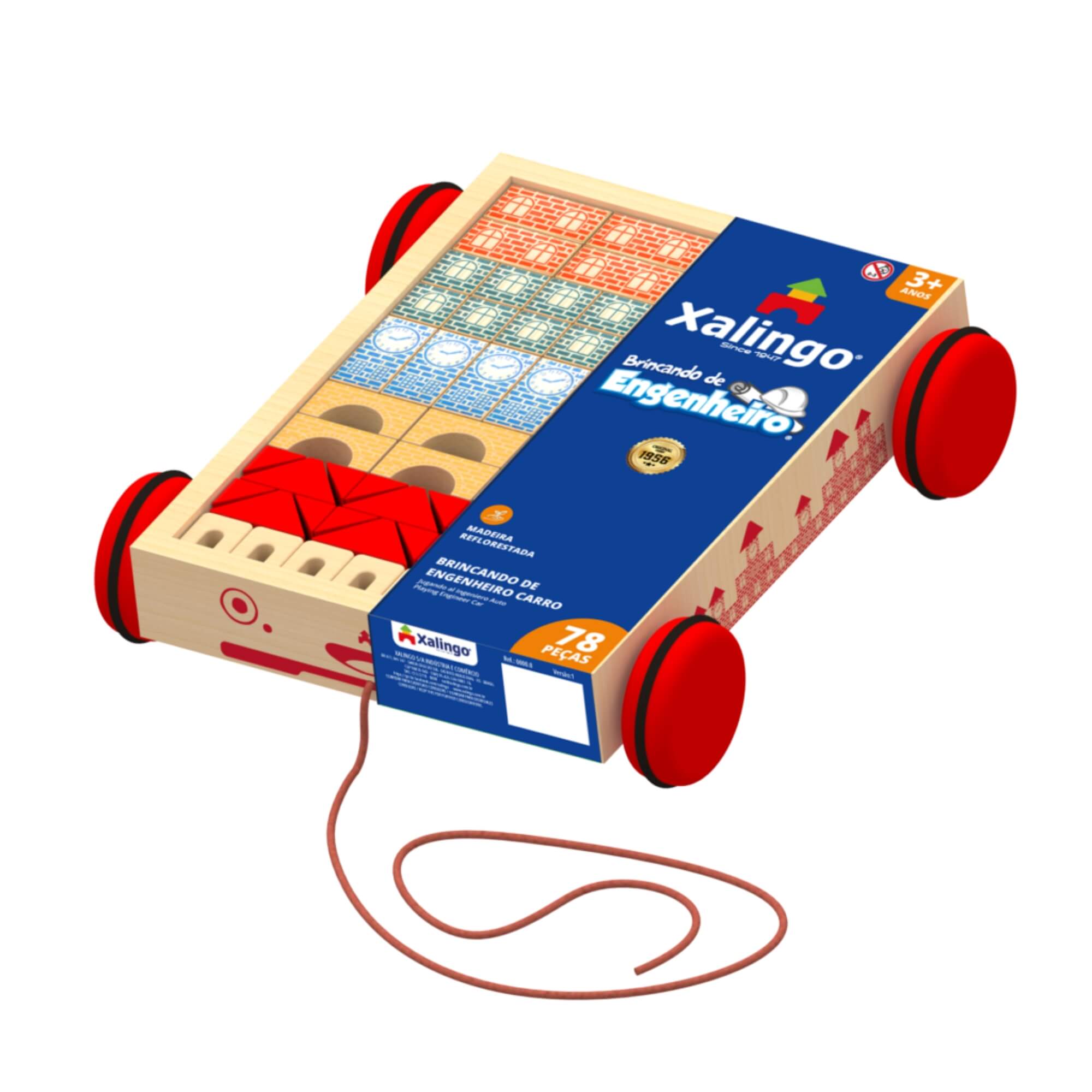 Brinquedo Infantil Blocos de Montar Brincando de Engenheiro Carro 78 Peças Xalingo - 12998