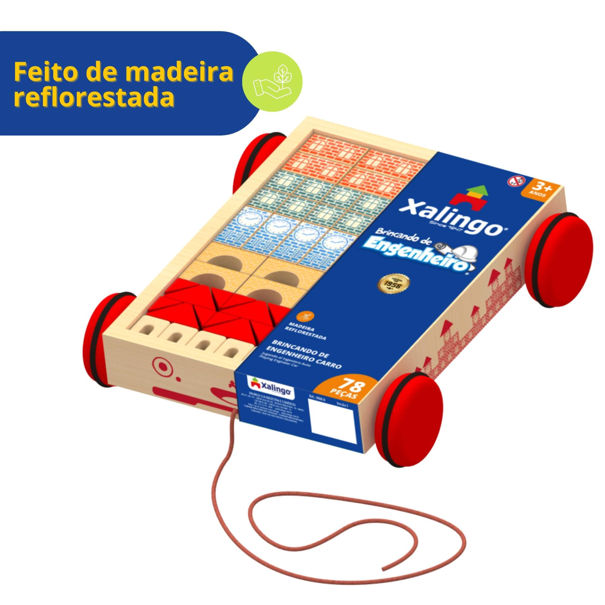 Brinquedo Infantil Blocos de Montar Brincando de Engenheiro Carro 78 Peças Xalingo - 12998