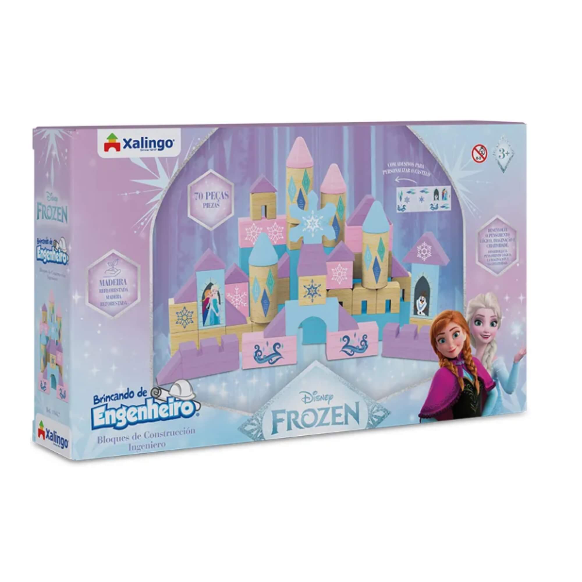 Blocos de Montar Brincando de Engenheiro Frozen com 70 Peças Xalingo - 13687