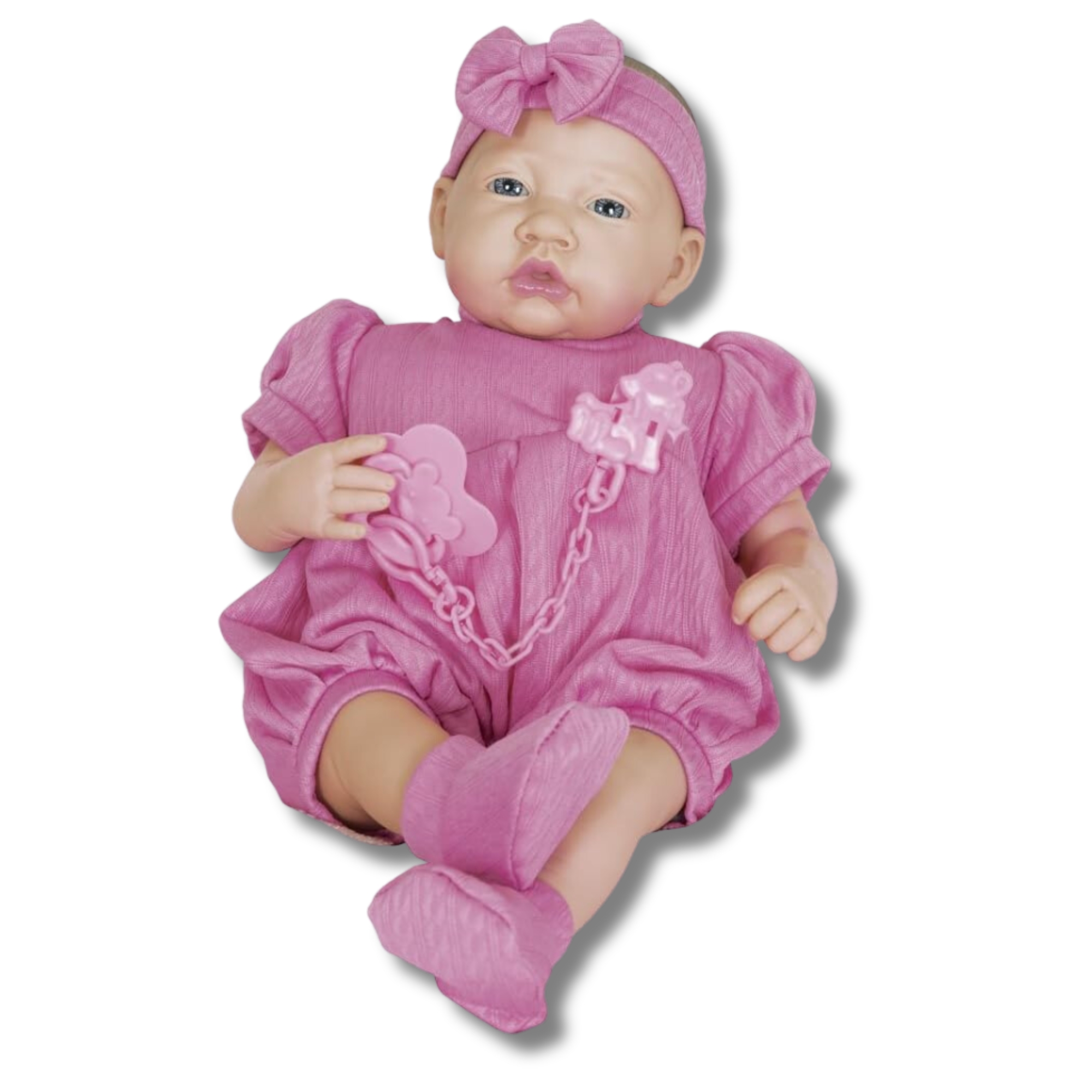 COMP Kit Mamãe e Bebê: Boneca Reborn Pesadinho + Kit Alimentação de Plástico com Acessórios