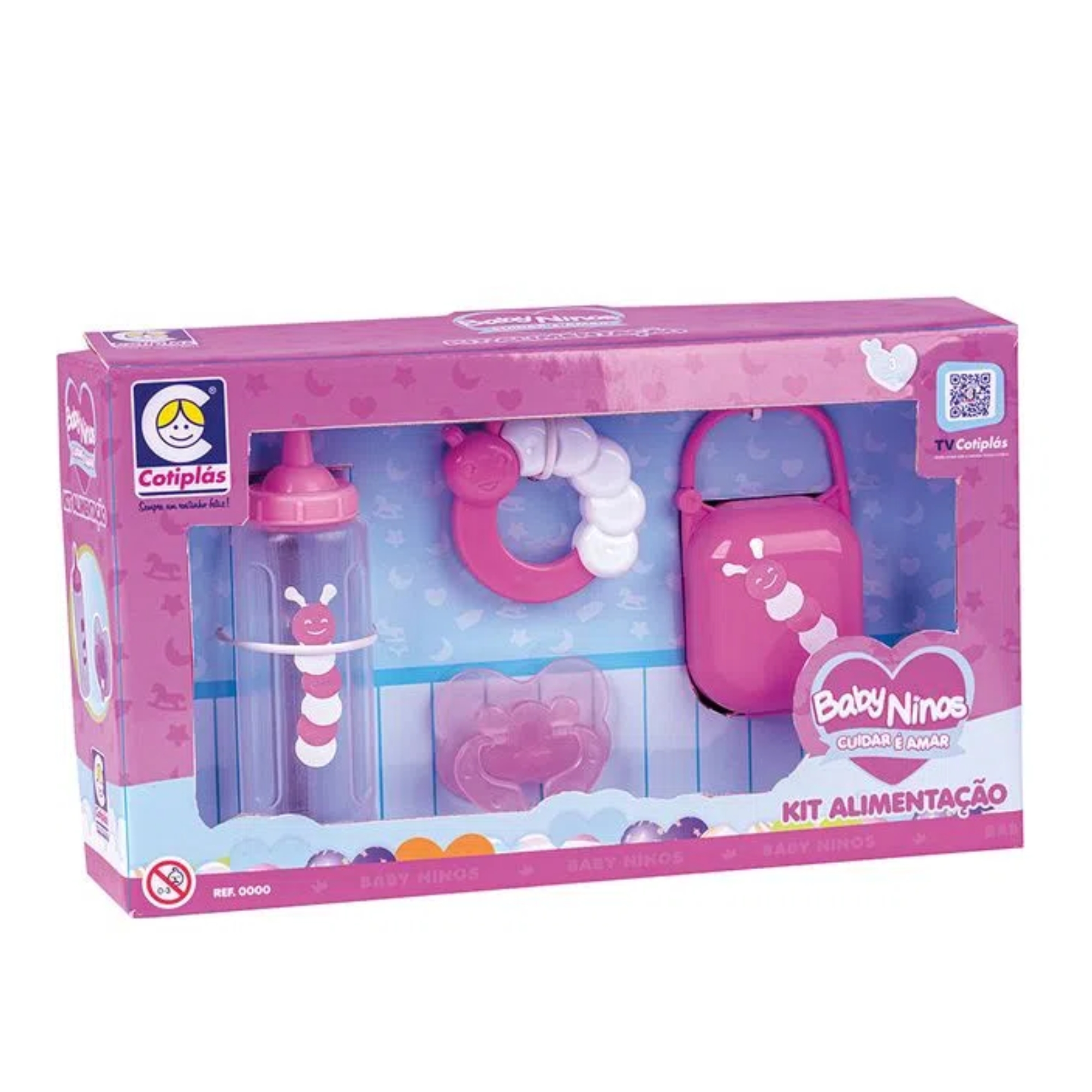 COMP Kit Mamãe e Bebê: Boneca Reborn Pesadinho + Kit Alimentação de Plástico com Acessórios